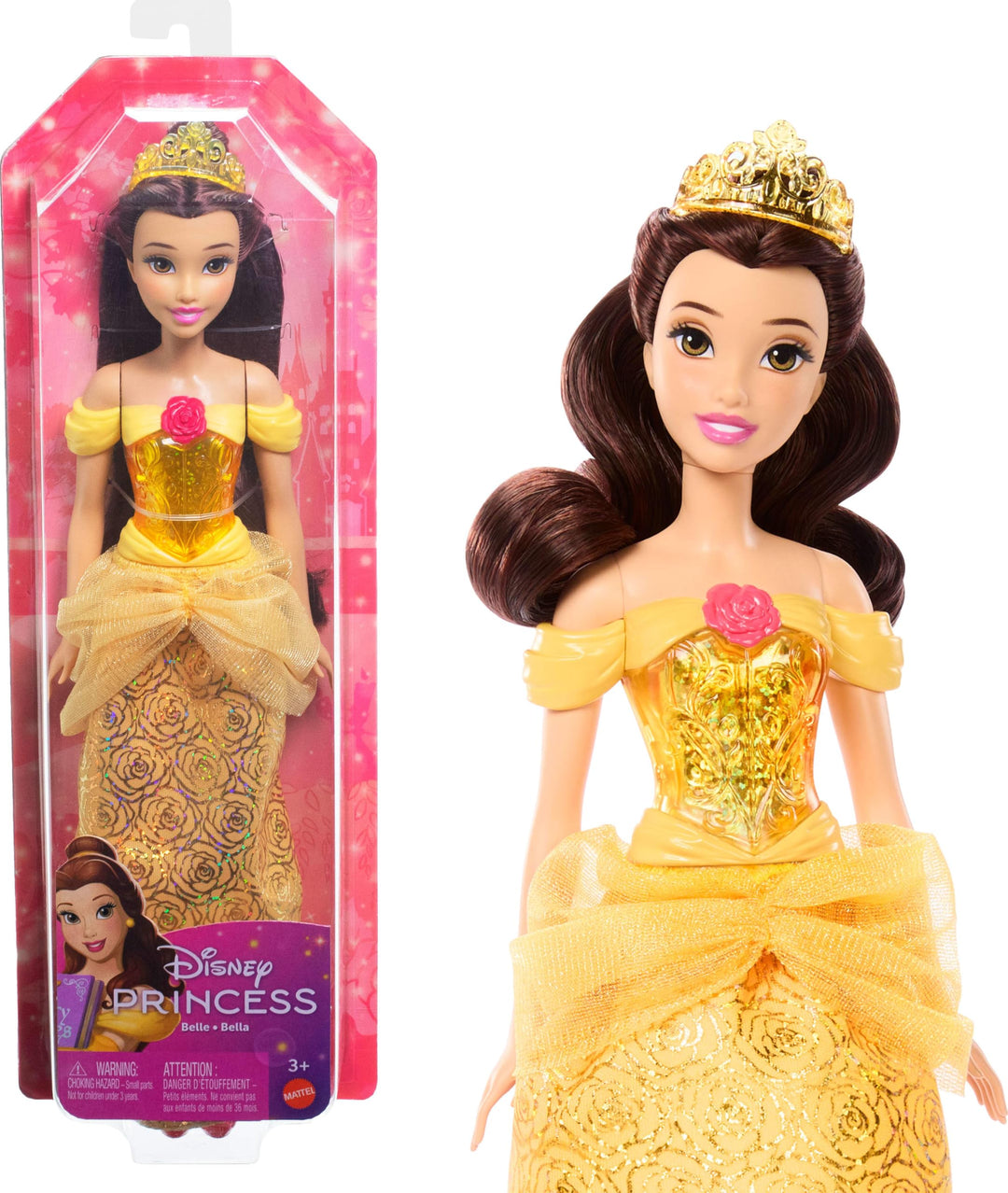 Disney Princess Belle Posable Fashion Doll - Sparkling Movie-Inspired Outfit & Accessories