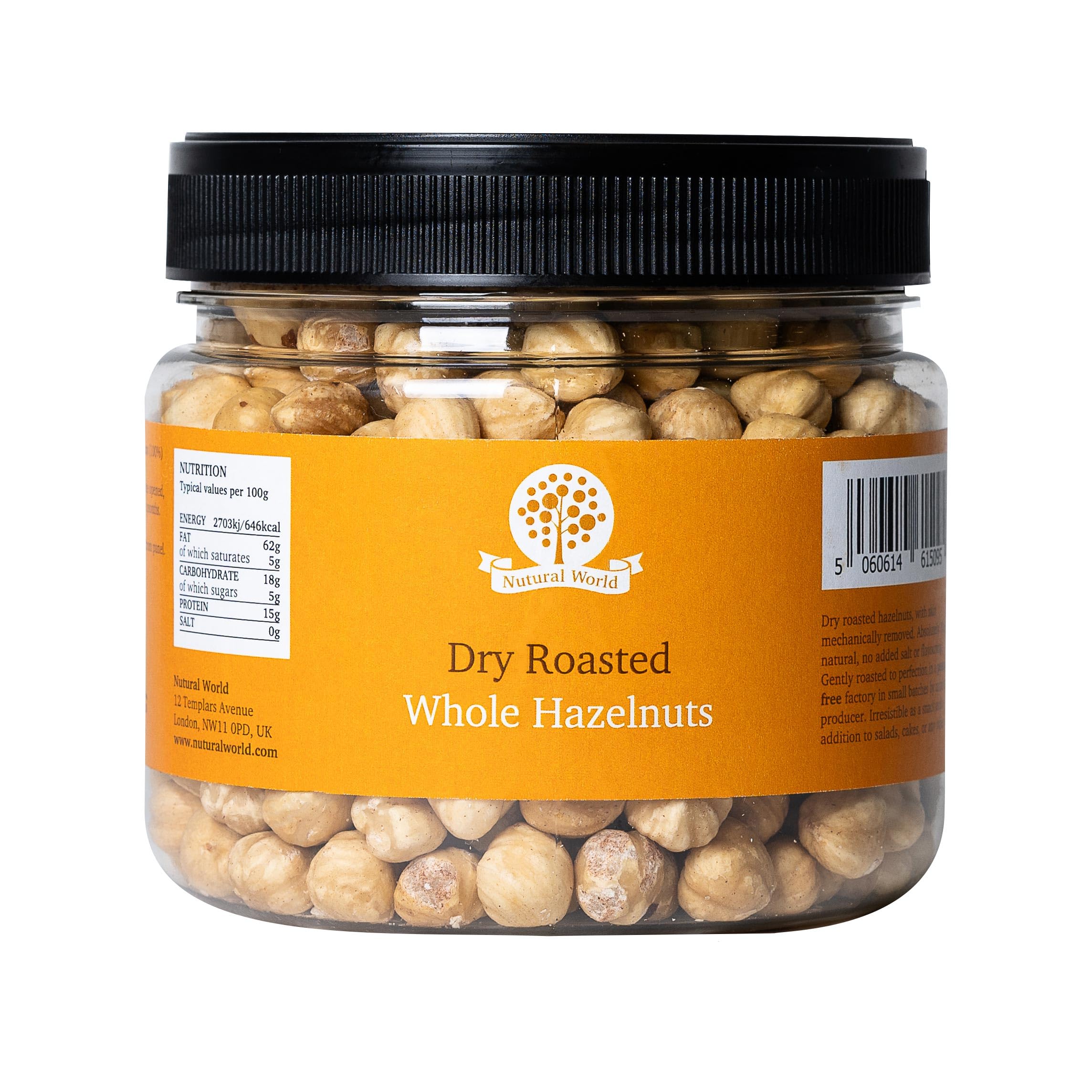 Nutural World - Dry Roasted Whole Hazelnuts - Unsalted (500g) - Great Taste Award Winner