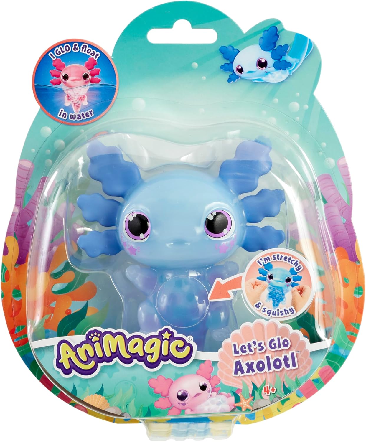 Let's Glo Axolotl - Blue Light-Up Interactive Electronic Pet Toy 1