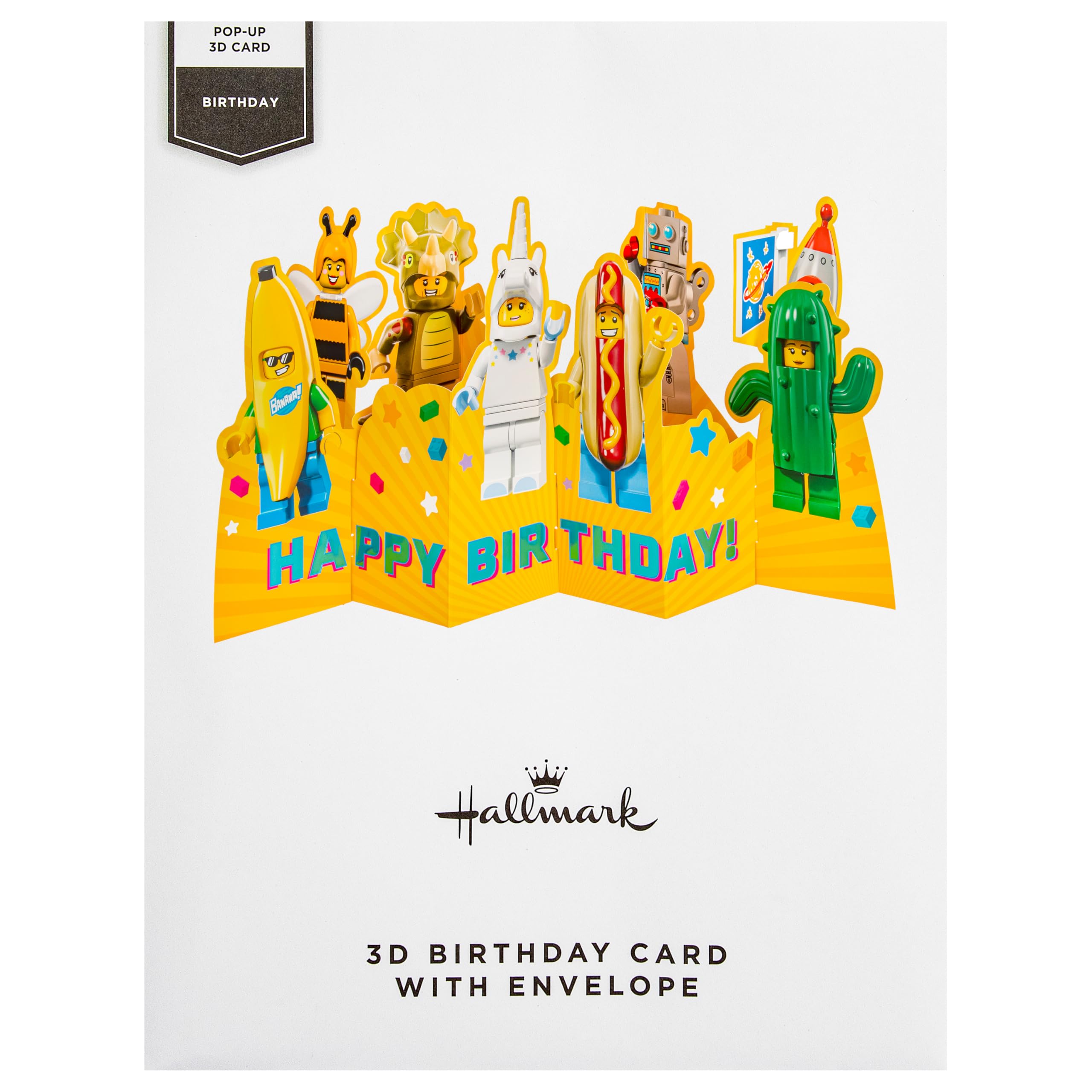 Hallmark LEGO Birthday Card | 3D Pop Up Design | Yellow with Turquoise Foil Details 8
