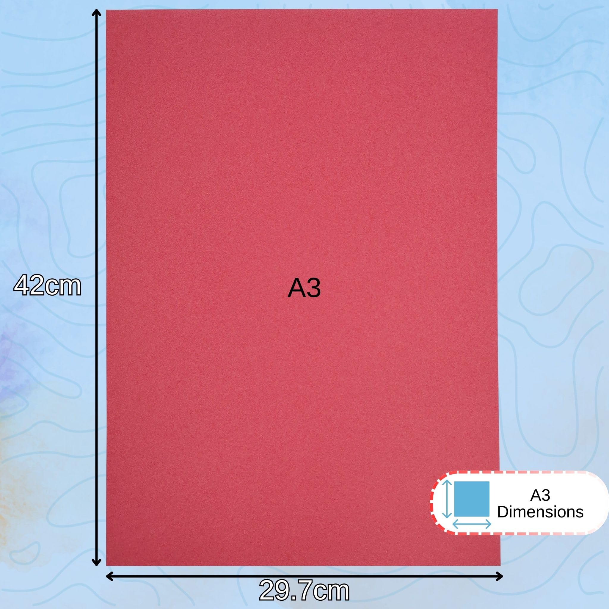 Be Creative Recycled Sugar Paper - A3 Bright Colours 50 Sheets | 100gsm | Arts & Crafts