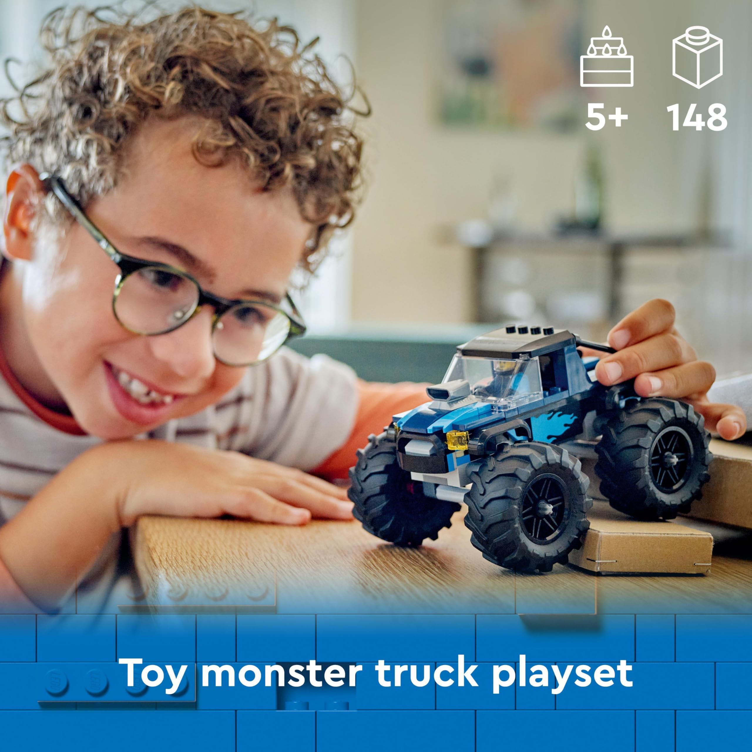 LEGO City Blue Monster Truck 60402 - Building Set with Driver Minifigure for Ages 5+ 3