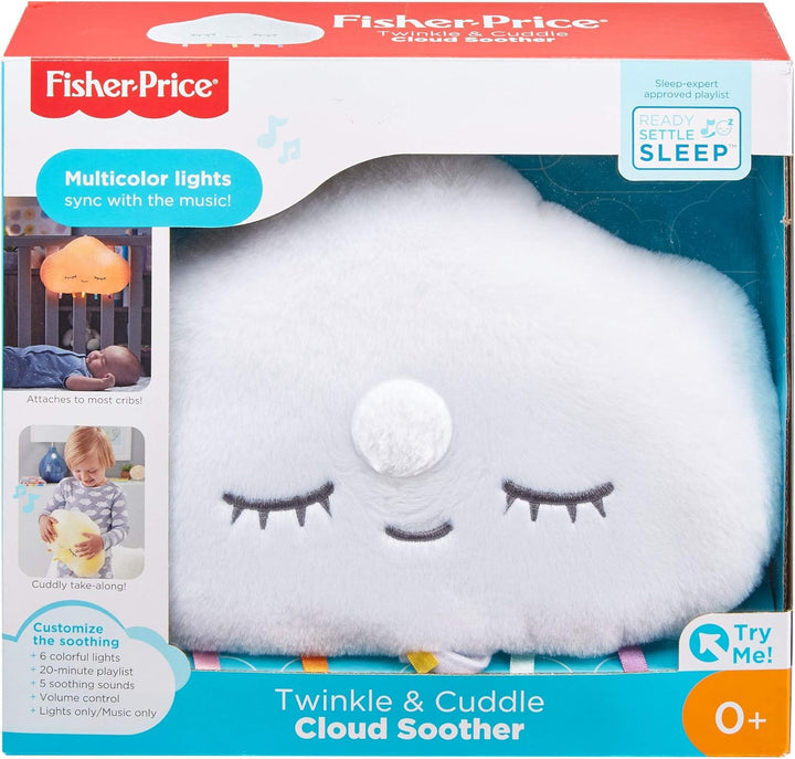 Fisher-Price Twinkle and Cuddle Cloud Soother - Musical Light-Up Plush for Babies