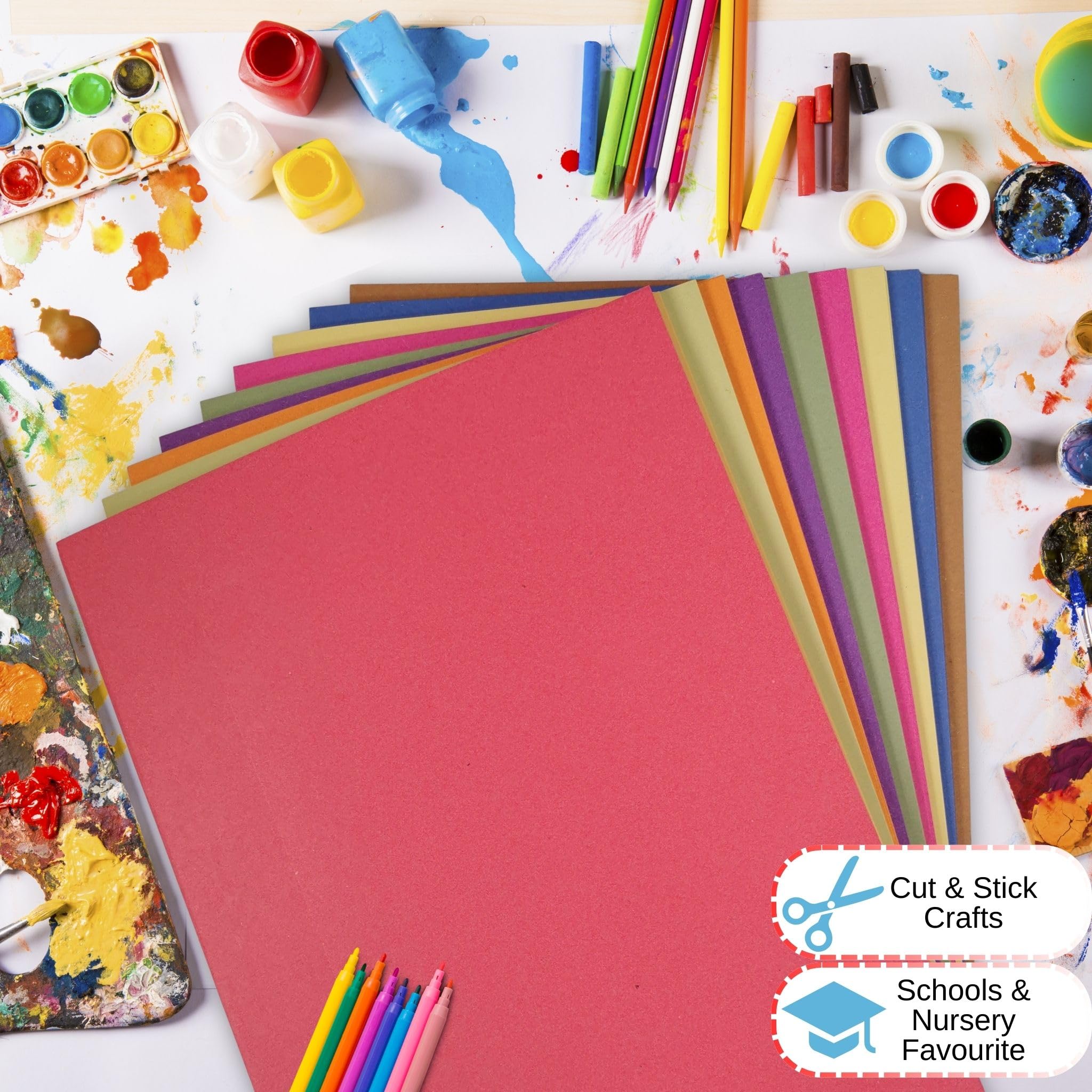 Be Creative Recycled Sugar Paper - A3 Bright Colours 50 Sheets | 100gsm | Arts & Crafts 4
