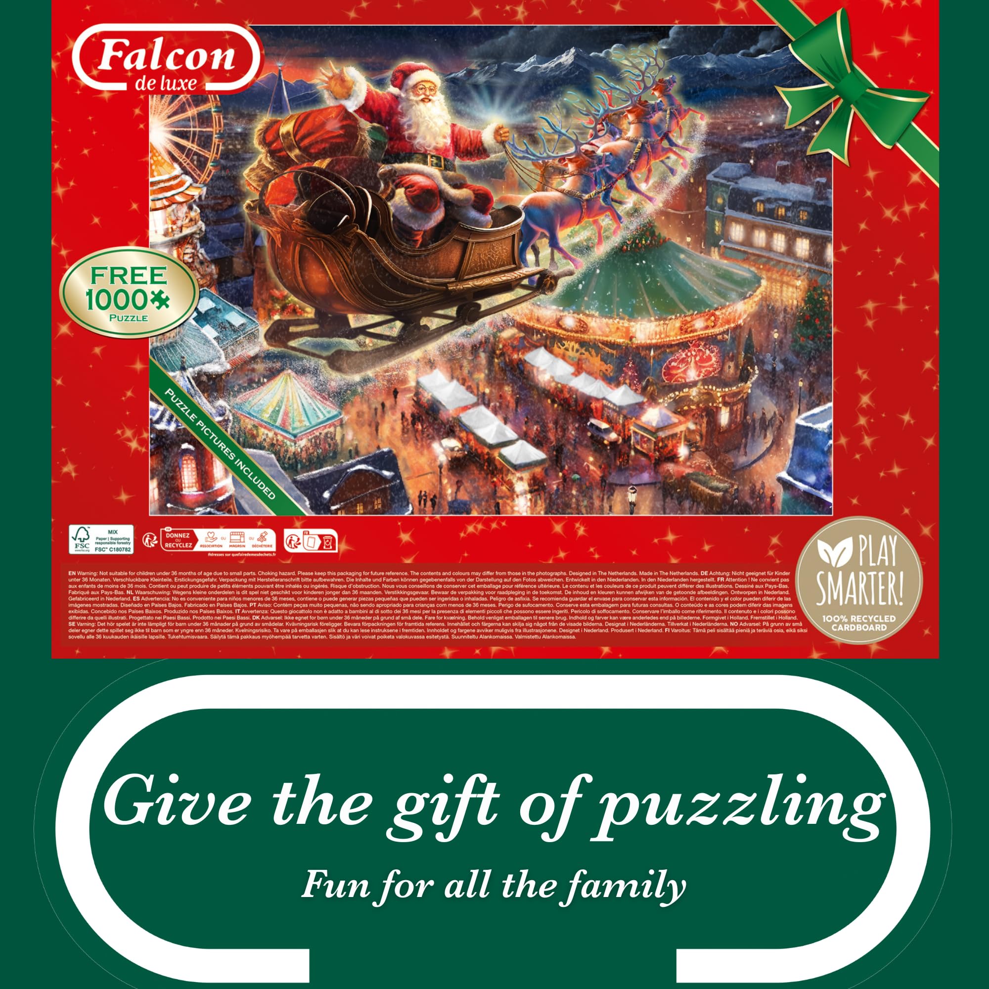 Falcon Christmas Wonderland - 2 x 1000 Piece Jigsaw Puzzle for Adults - Illustrated by Michele Farella 7