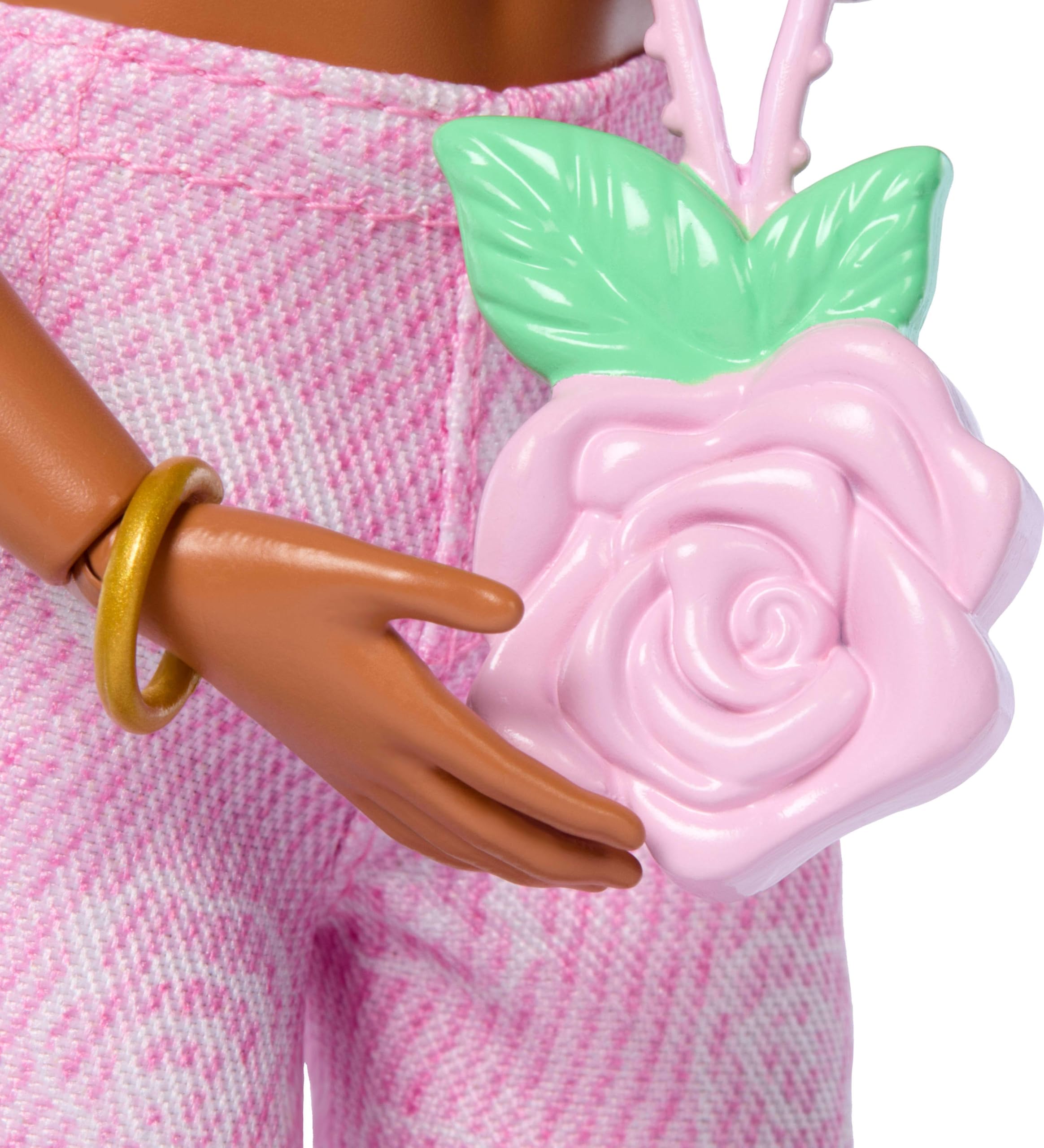 Barbie Deluxe Style Doll #12 in Pink Denim Crop Top with Rose Print Flare Jeans 5