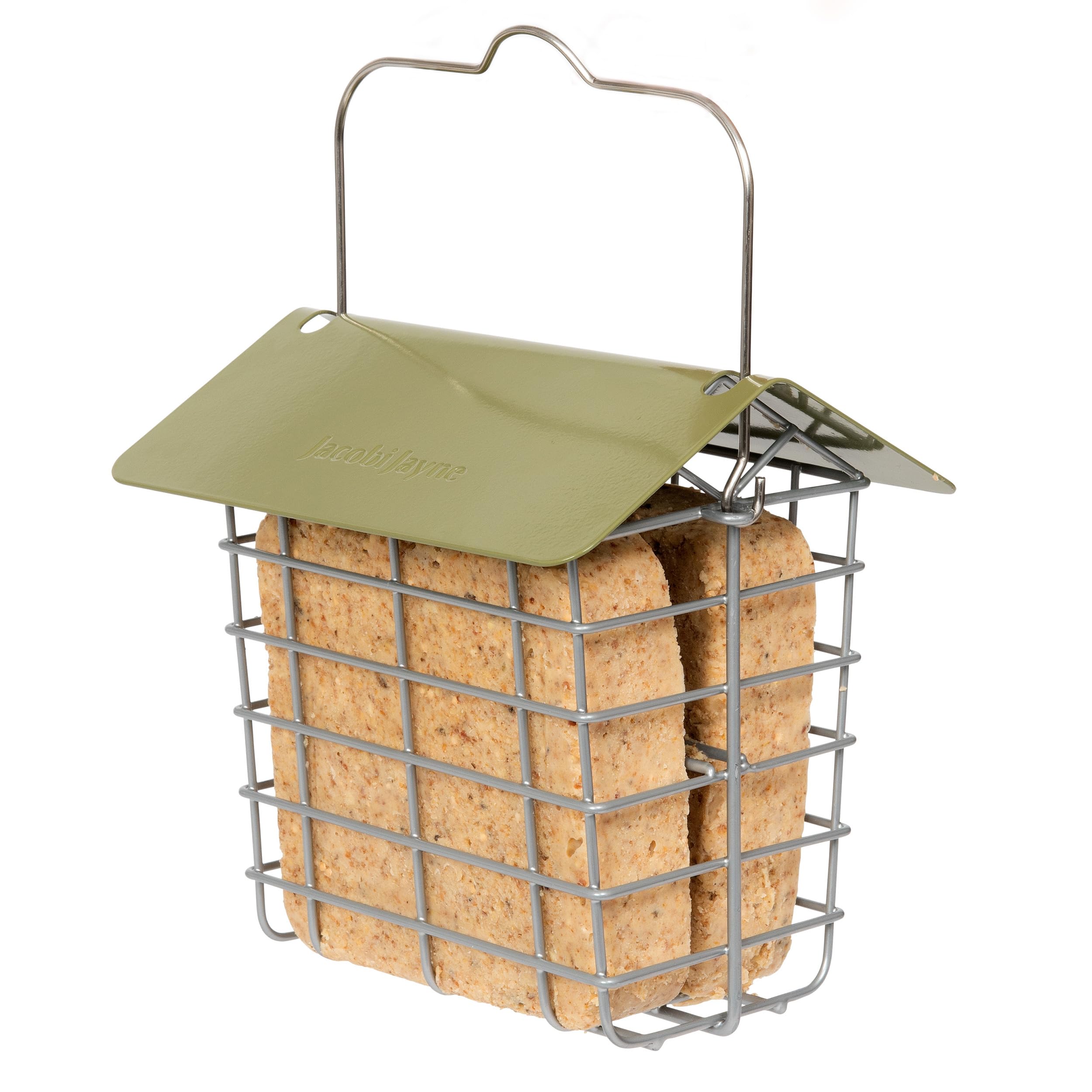 Jacobi Jayne Suet Cake Feeder - Holds 2 Suet Blocks | Weather Resistant Green Feeder