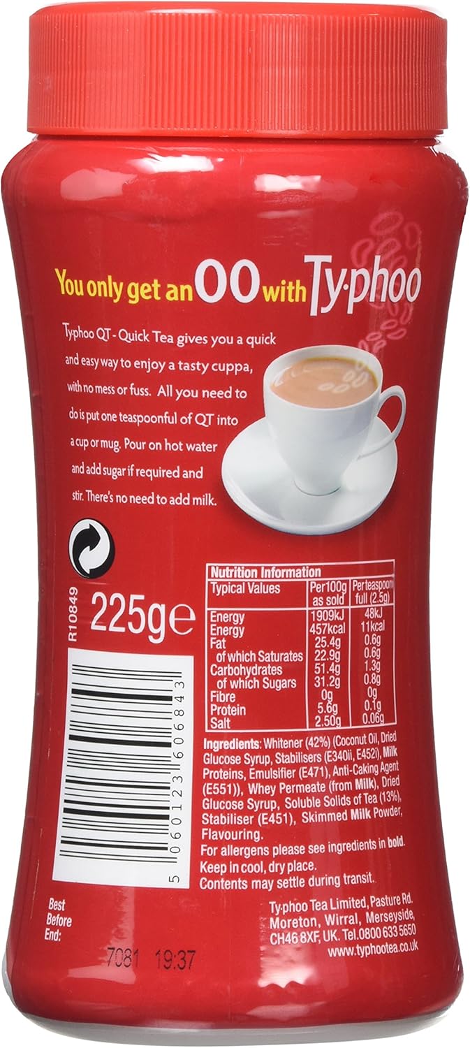 Typhoo QT Instant Black Tea with Whitener 225g (Pack of 6) 5