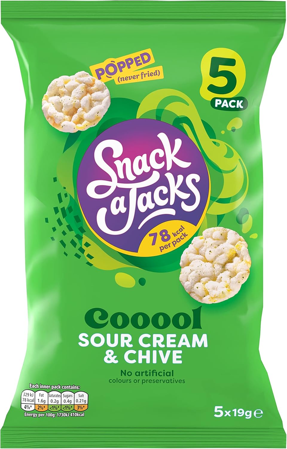 Snack a Jacks Crispy Sour Cream and Chive Snacks, 19 g (Pack of 5)