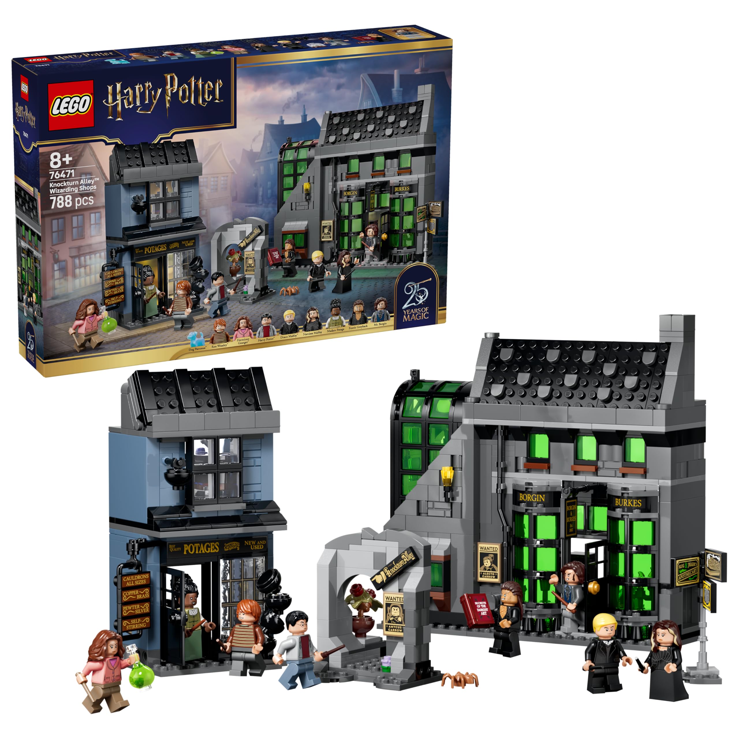 LEGO Harry Potter Knockturn Alley Wizarding Shops Building Set - 8 Minifigures, Ages 8+