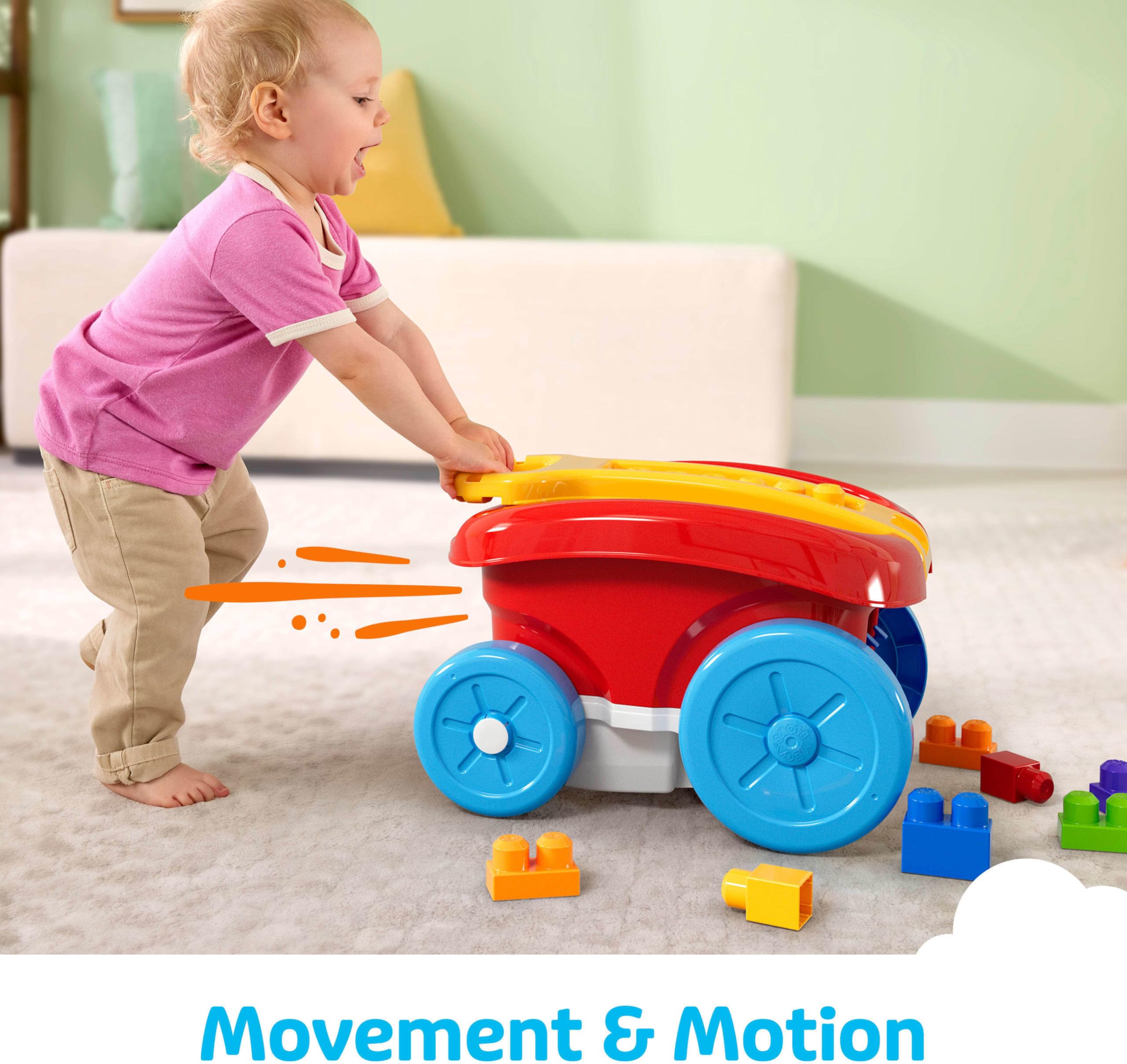 MEGA BLOKS First Builders Toddler Building Toy - Block Scooping Pull Wagon with 20 Big Building Blocks for Ages 1+ 9