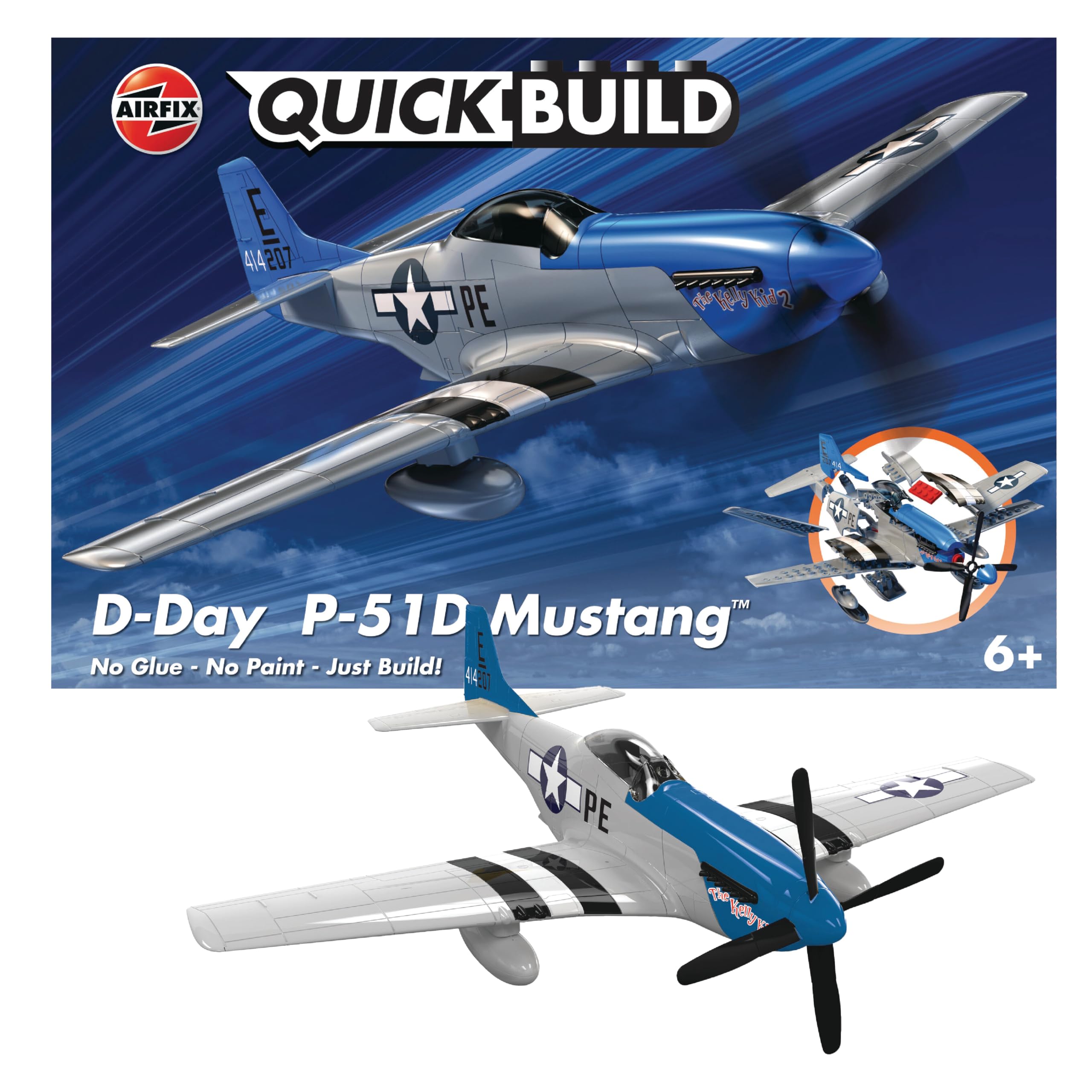 Airfix QUICKBUILD P-51D Mustang Model Kit - Snap-Together Aircraft Model for Kids 5+ 6