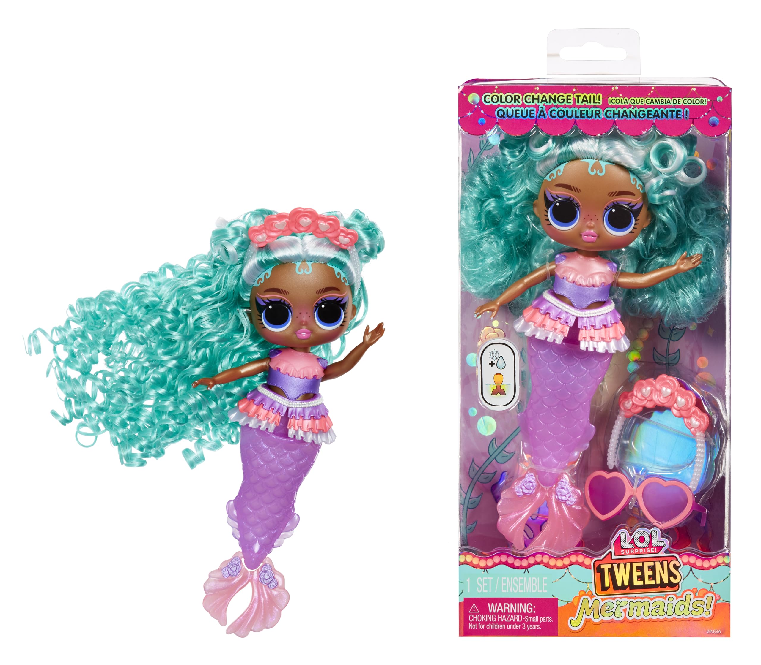L.O.L. Surprise! Tweens Mermaid Serena Finn Doll | Colour Changing Tail | Movable Fin | 10 Inches