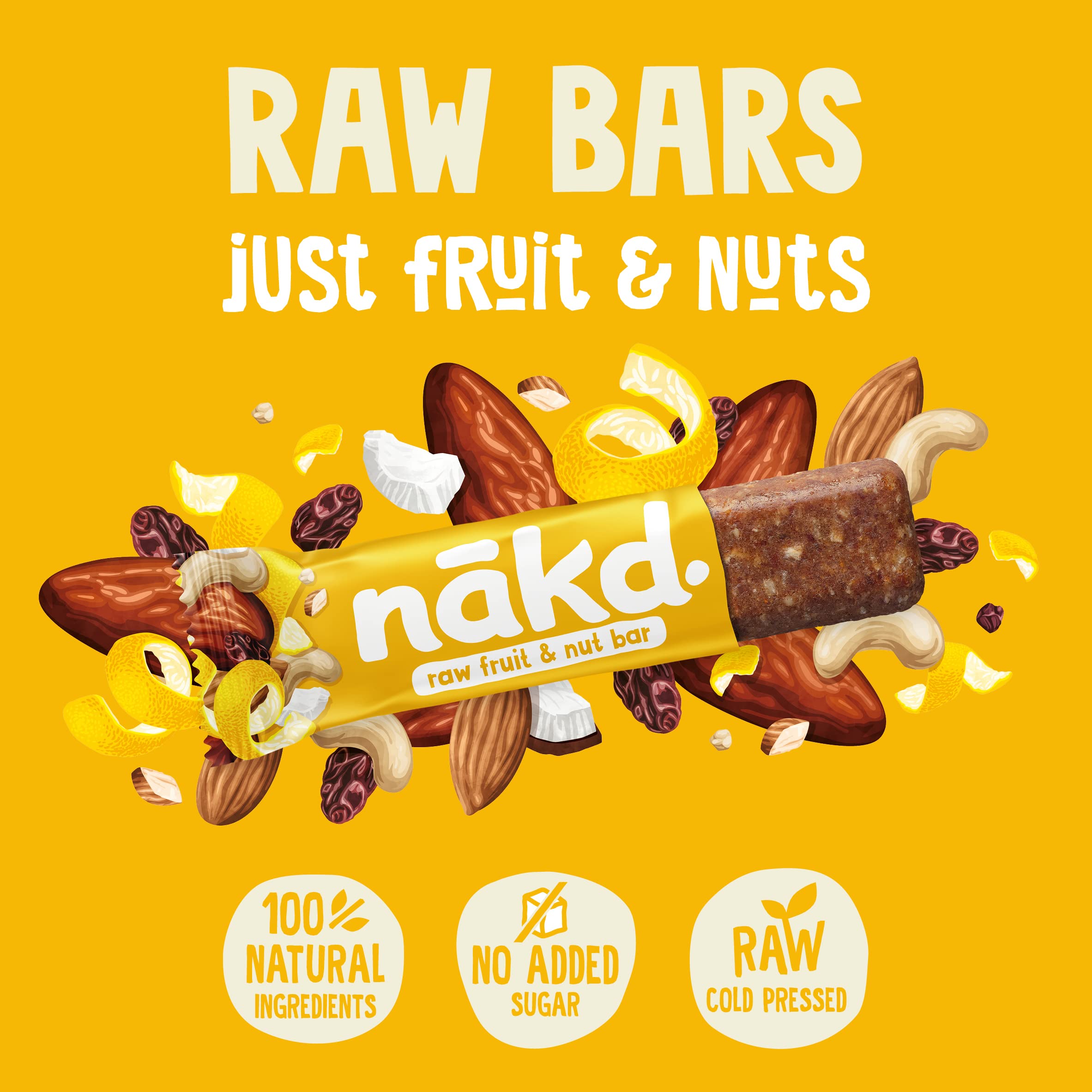 Nakd Lemon Drizzle Raw Fruit & Nut Bars - Vegan, Gluten Free, No Added Sugar - 35g x 18 Bars 3