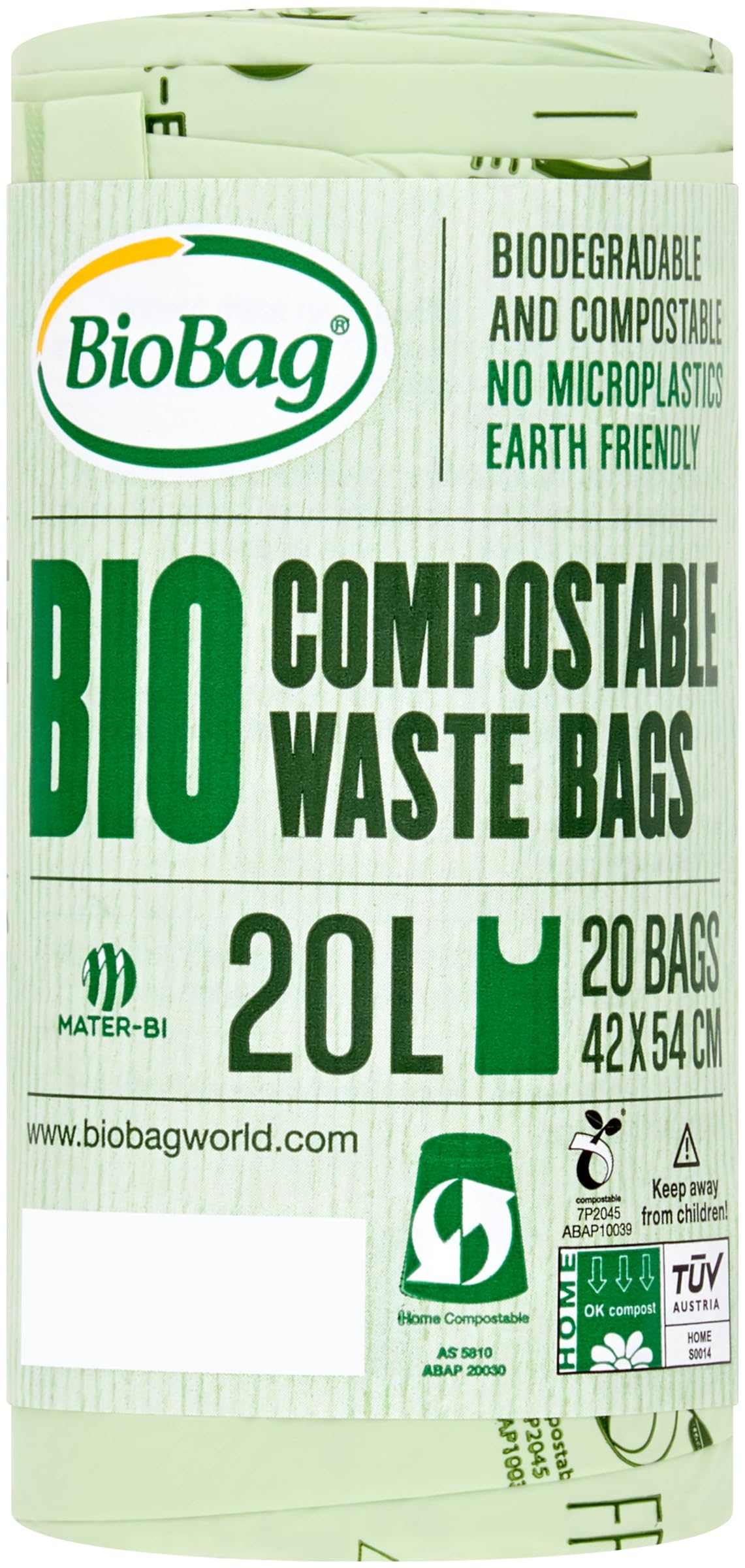 BioBag 20L Compostable Caddy Bin Liners (20 Pack), Green 1