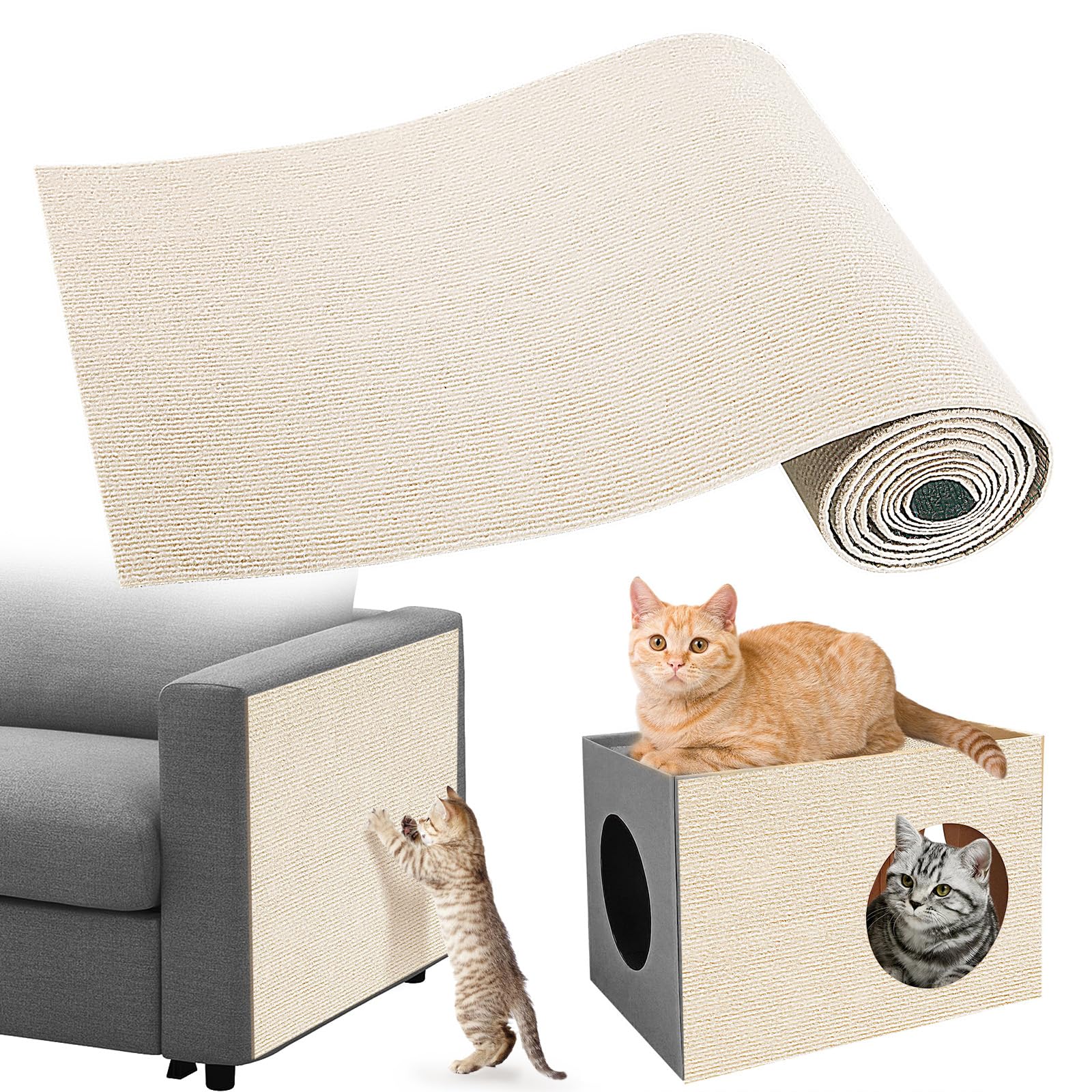 Gimars Self-Adhesive Cat Scratching Mat - 200 x 40cm | Thickened Polyester | DIY Cuttable