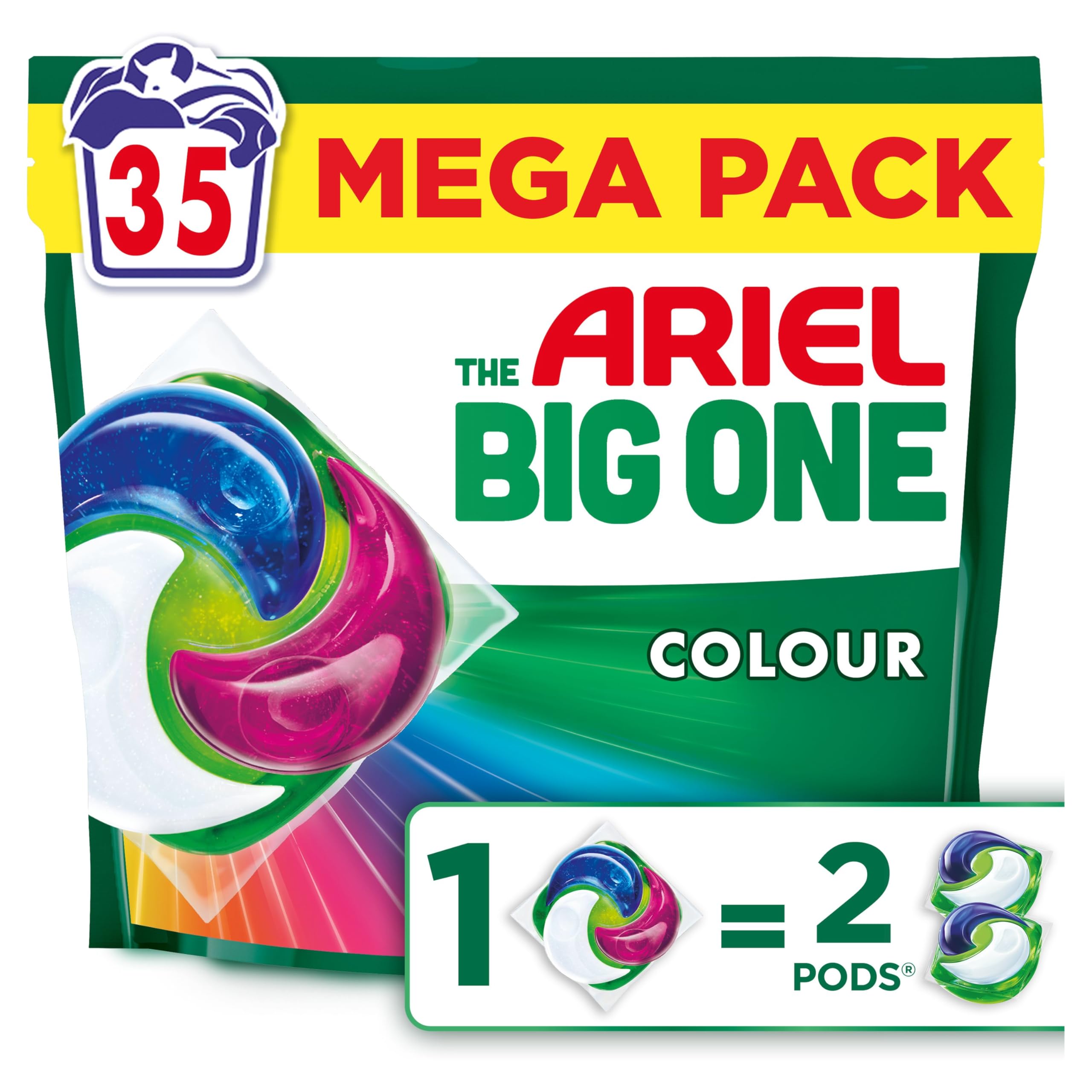 Ariel The Big One PODS Laundry Capsules Colour - 35 Washes | 2X Stain & Odour Removal