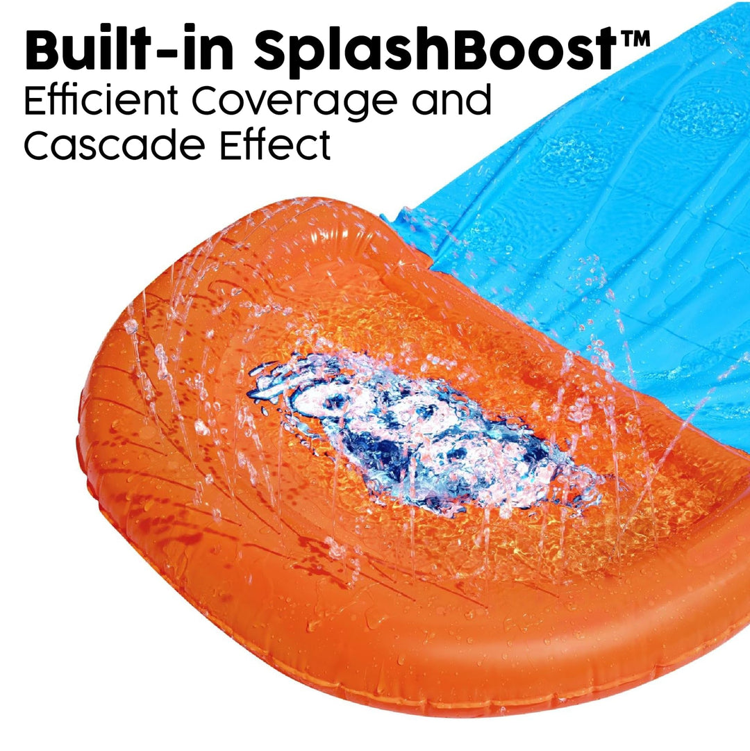 Bestway H20GO Single Water Slide - 4.88m Inflatable Slip and Slide with Built-In Sprinklers for Kids 3+