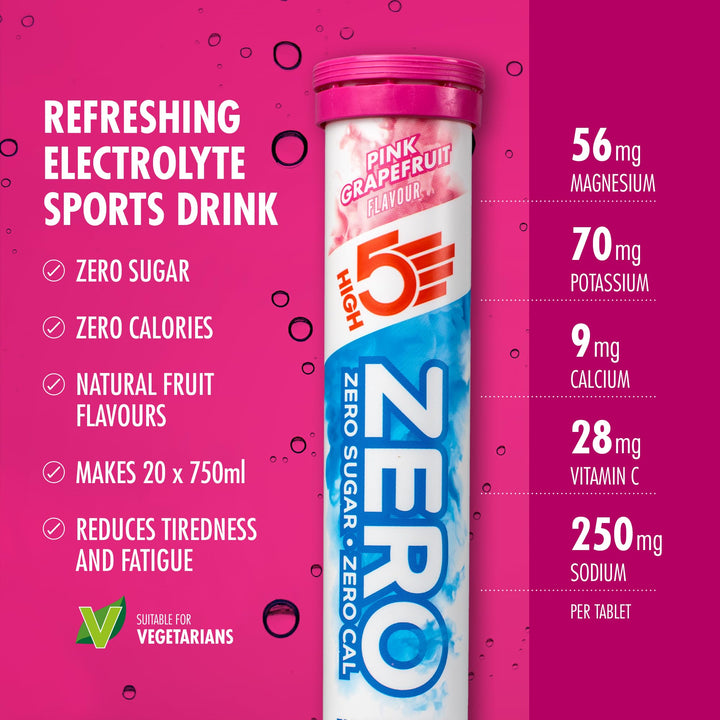 HIGH5 ZERO Electrolyte Tablets | Hydration Tablets Enhanced with Vitamin C | 0 Calories & Sugar Free | Boost Hydration, Performance & Wellness | Pink Grapefruit, 160 Tablets (20x, Pack of 8)