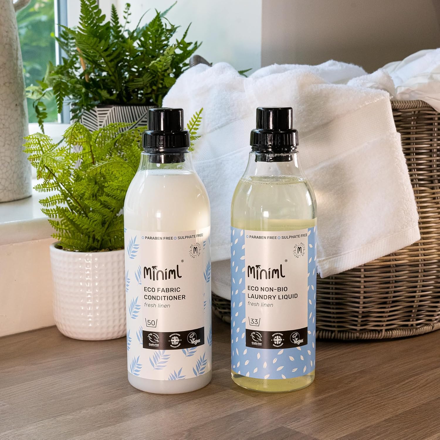 Miniml Eco Laundry Liquid Washing Detergent - Natural Non-Bio Fresh Linen Scent (1L) 6