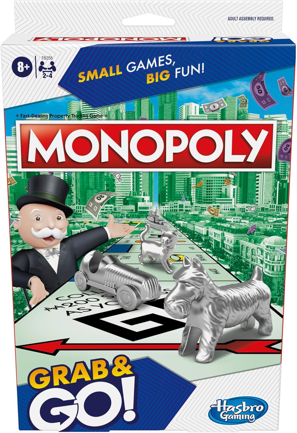 Monopoly Grab and Go Game - Portable Travel Board Game for 2-4 Players 1