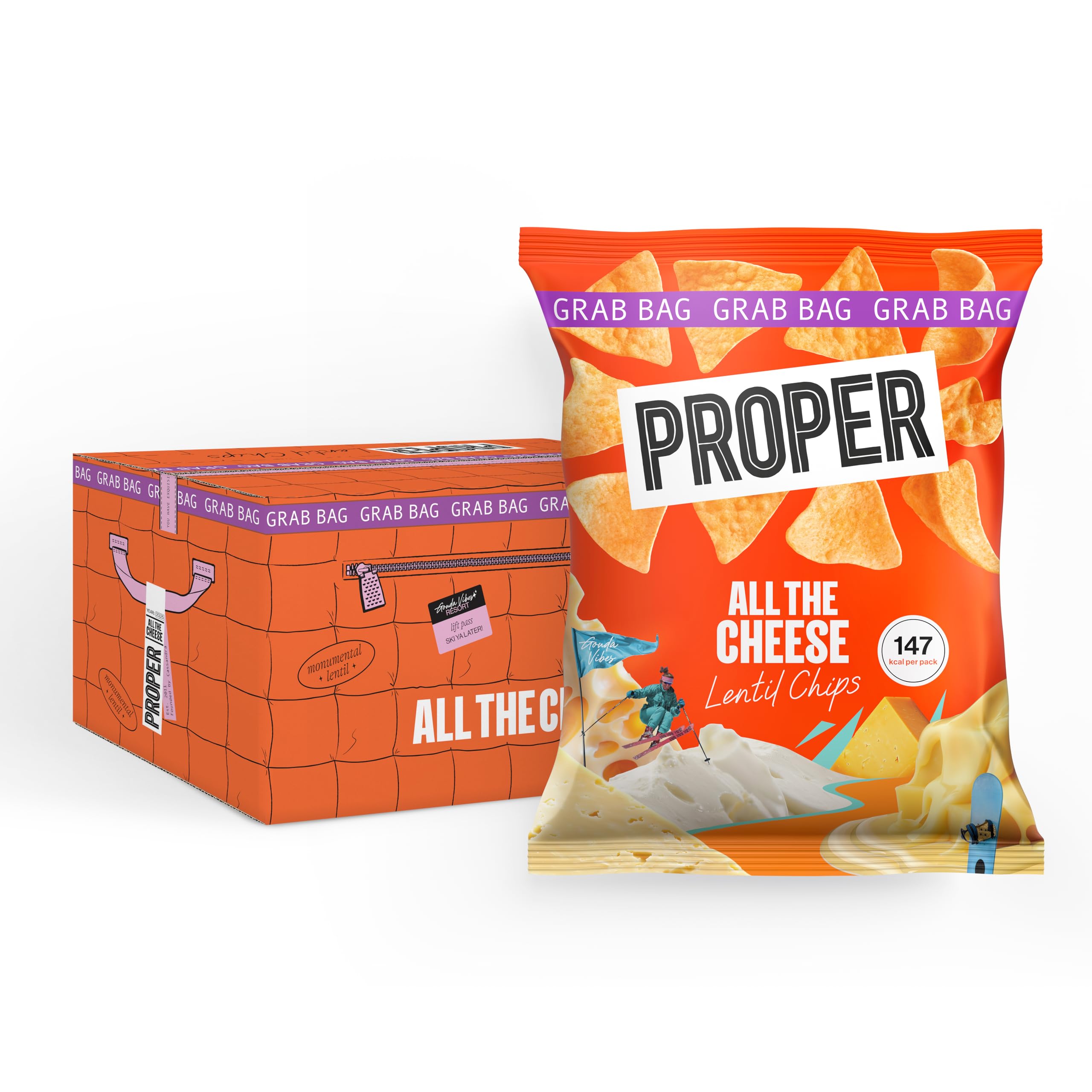 PROPER All the Cheese Lentil Chips - Gluten-Free, 4 Cheese Flavour | 30 x 31g