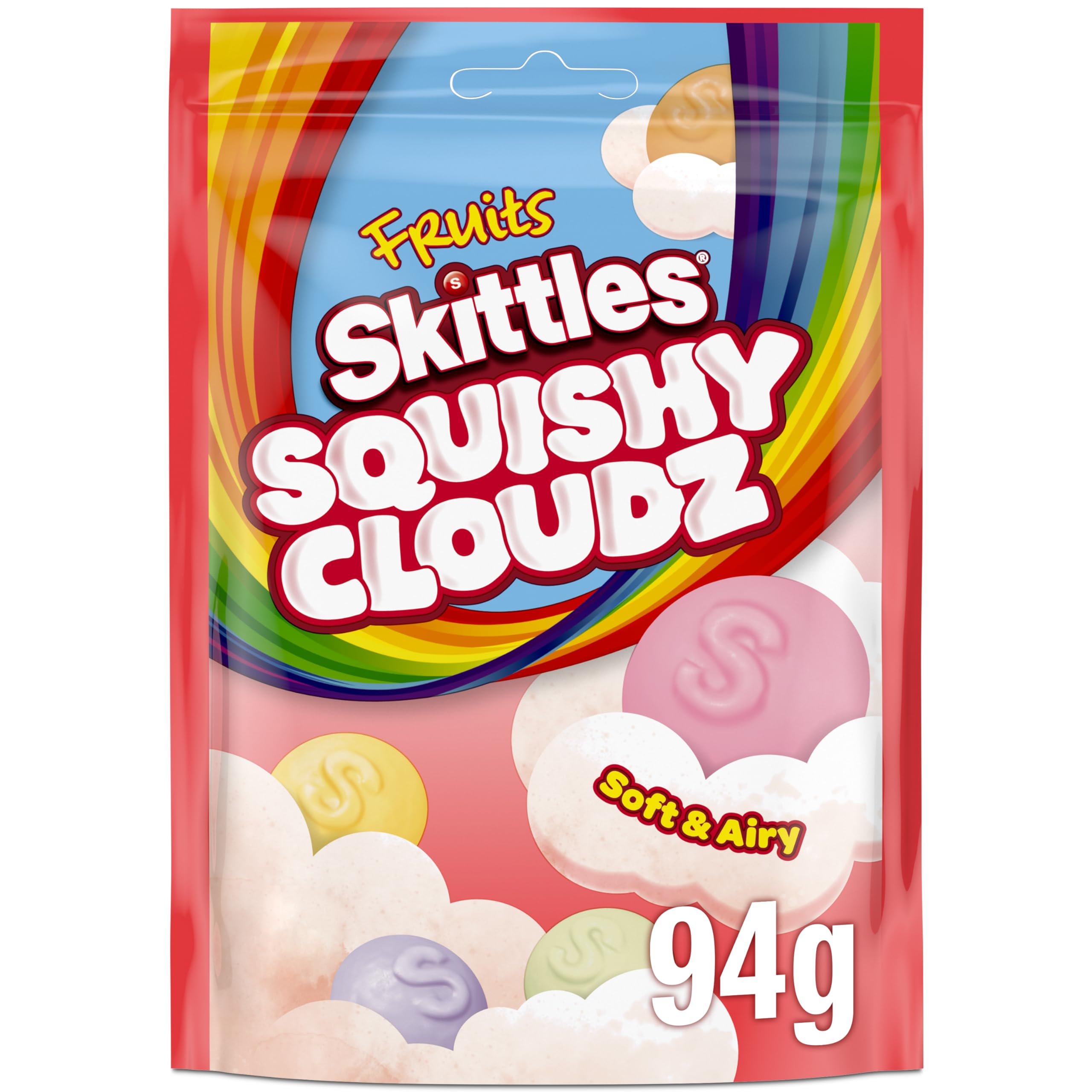 Skittles Fruits Squishy Cloudz Chewy Candy Pouch - 94g | Airy Texture | Fruity Flavours 1