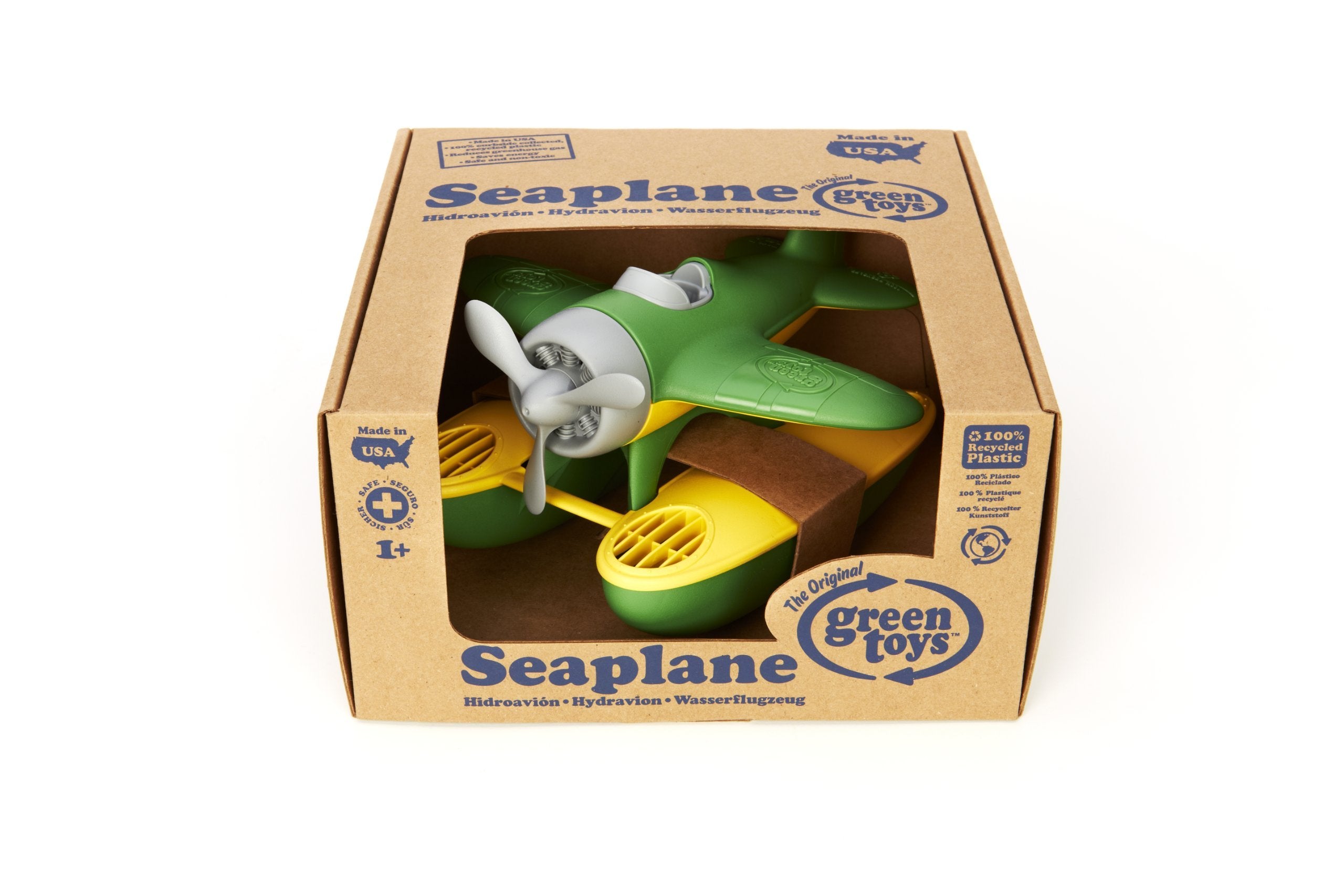 Green Toys Seaplane Bath Toy for Toddlers 1+ Years, Made from Recycled Plastic, Green 4