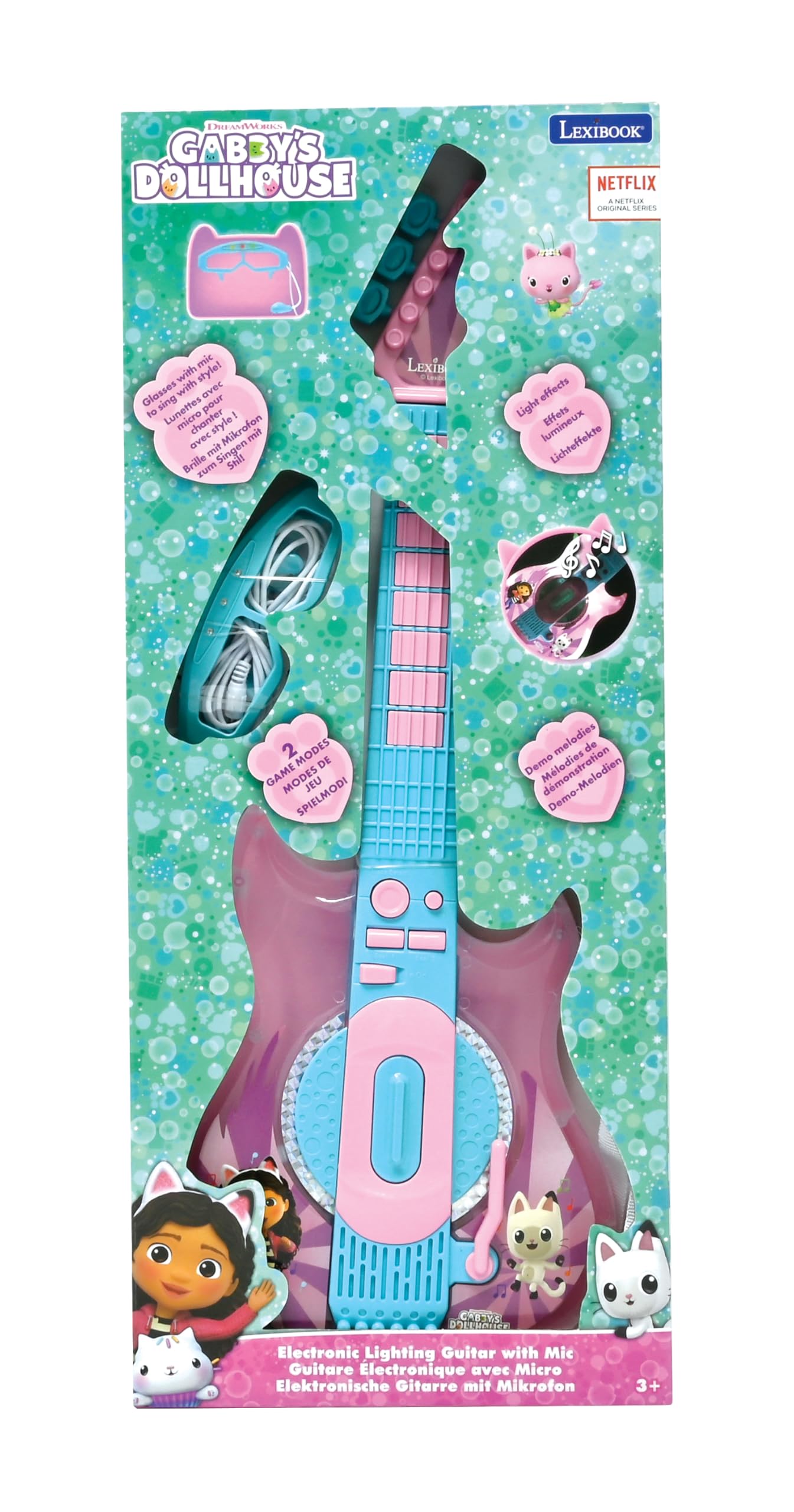 Lexibook Gabby's Dollhouse Electronic Guitar with Microphone & Glasses - Musical Toy for Kids 12