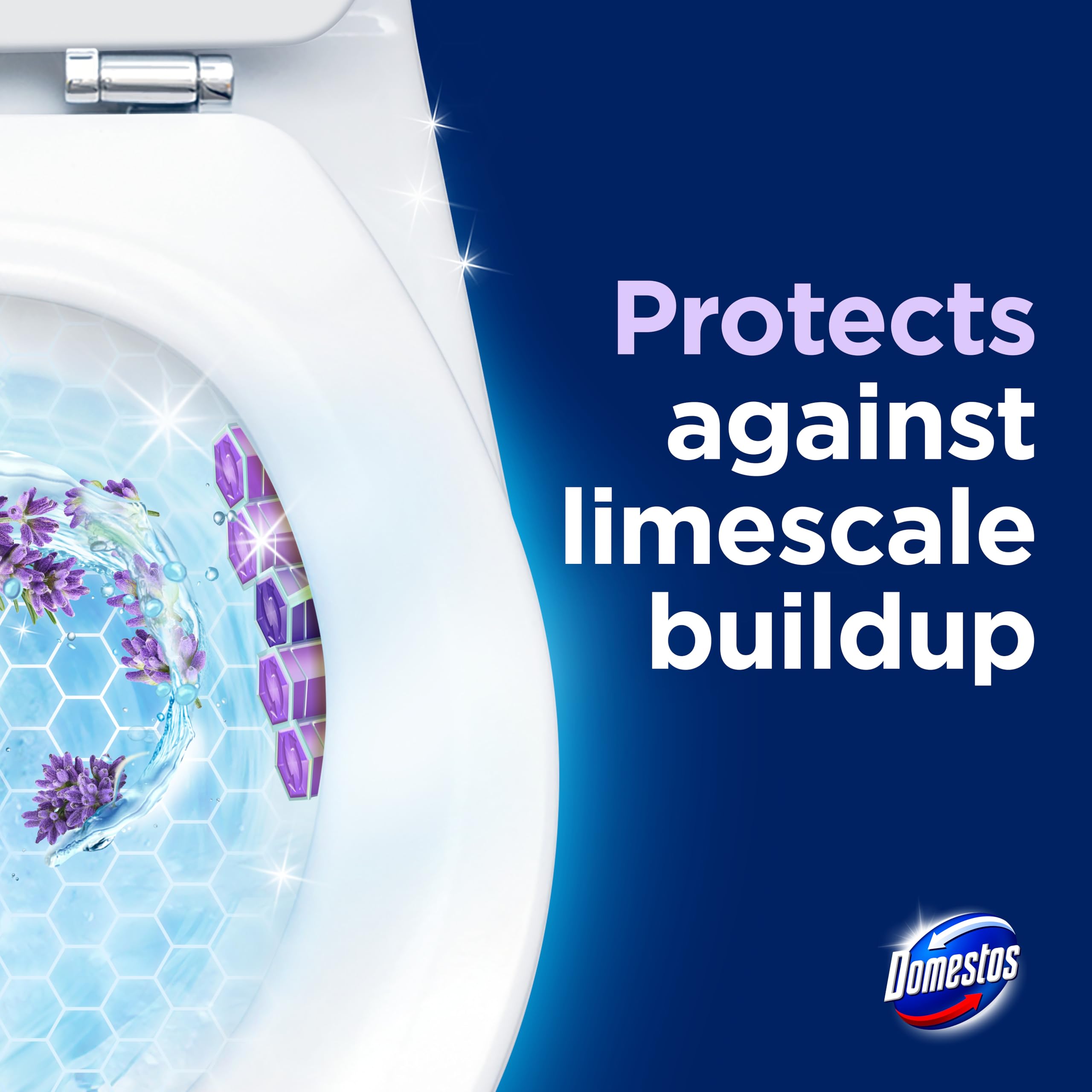 Domestos Power 5 Lavender Toilet Rim Blocks - 2 Count (50g Each) | 300 Flushes 2