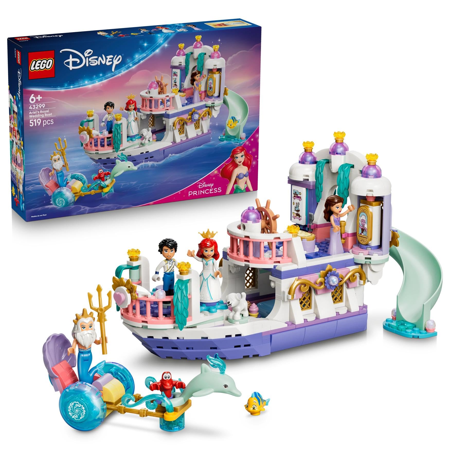 LEGO Disney Princess Ariel's Royal Wedding Boat Toy Set 43299 | Ages 6+
