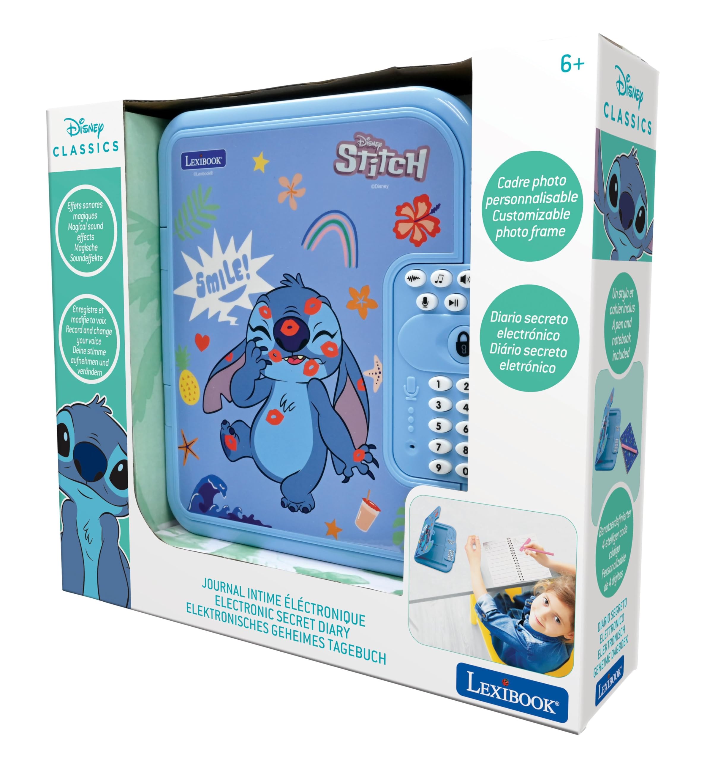 Lexibook Disney Stitch Electronic Secret Diary - Password Protected with Pen, Voice Recorder & Sound Effects, Blue 8
