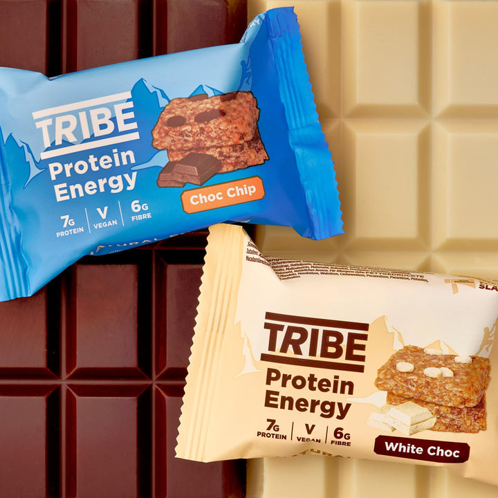 TRIBE Protein Energy Flapjack - Choc Chip - Plant Based, Vegan, High Protein, High Fibre