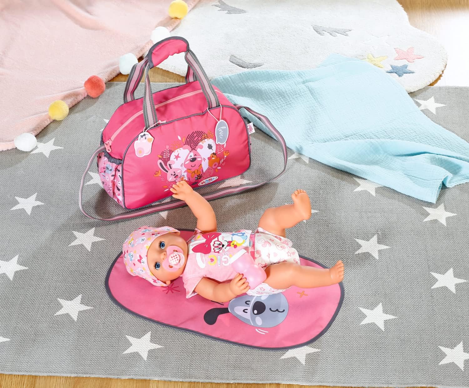 BABY born Doll Changing Bag - Pink Shoulder Bag with Changing Mat, Lotion Bottle & Nappy 16