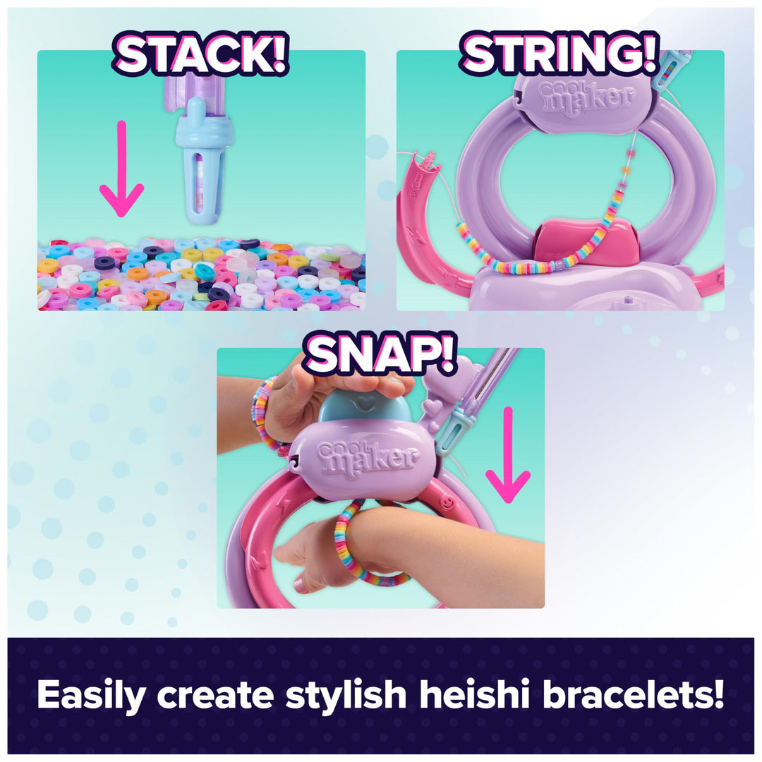 Cool MAKER Stack’d Heishi Studio Bracelet Making Kit - Easy Beading Pen for Kids