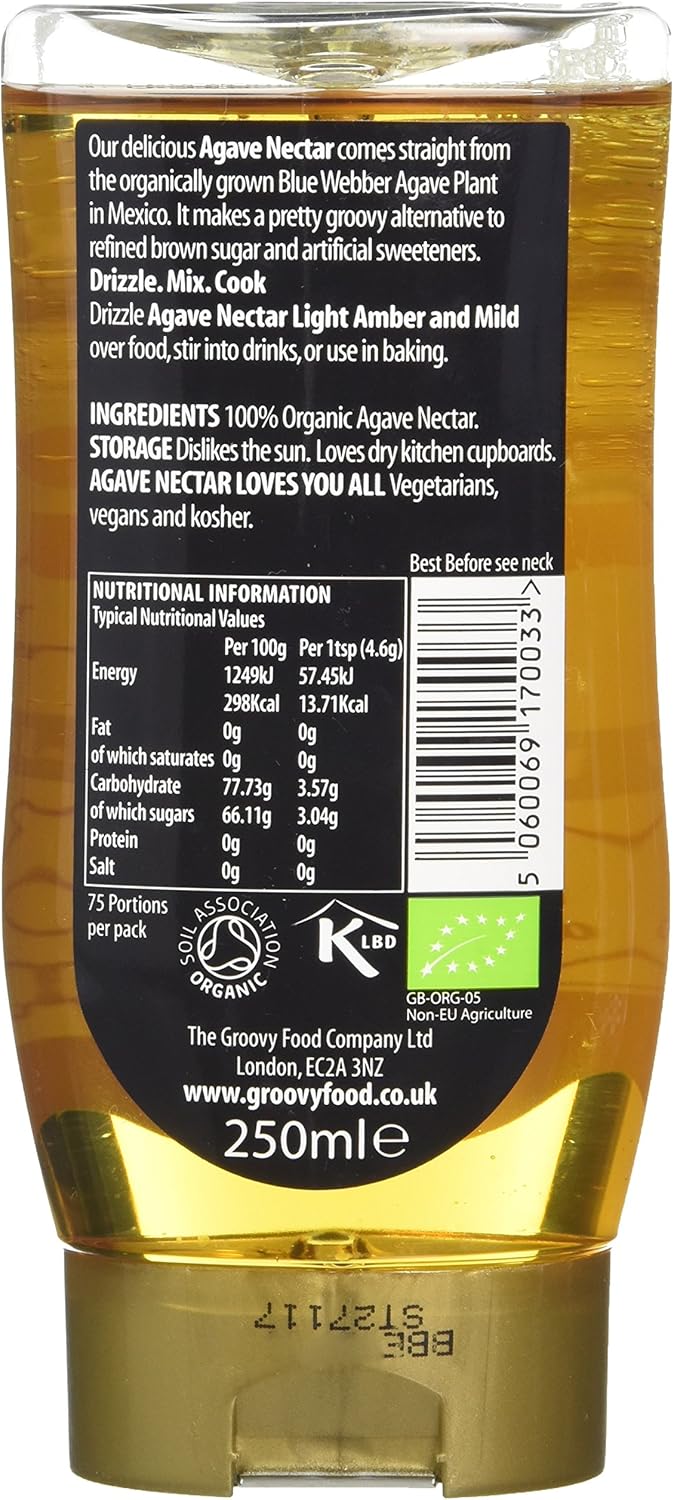 The Groovy Food Company Organic Light Amber & Mild Agave Nectar, 250 ml 4