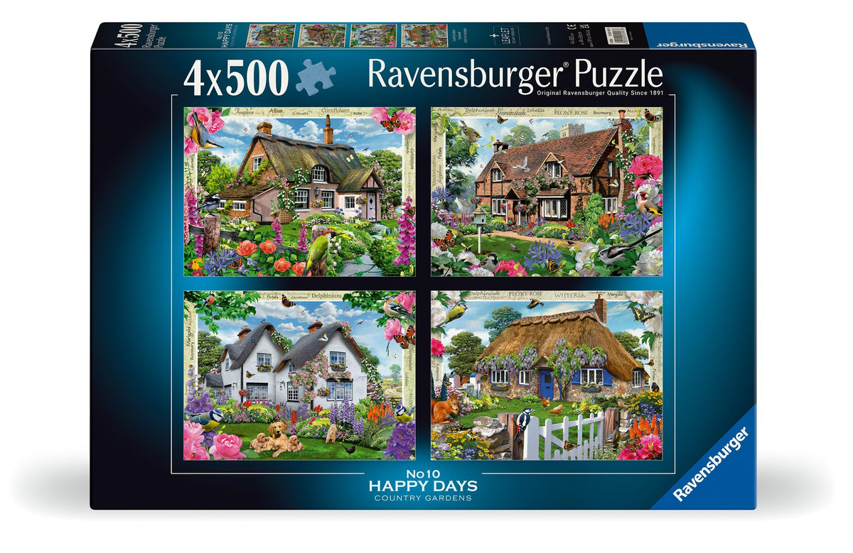 Ravensburger Happy Days No.10 Country Gardens 4 x 500 Piece Jigsaw Puzzles