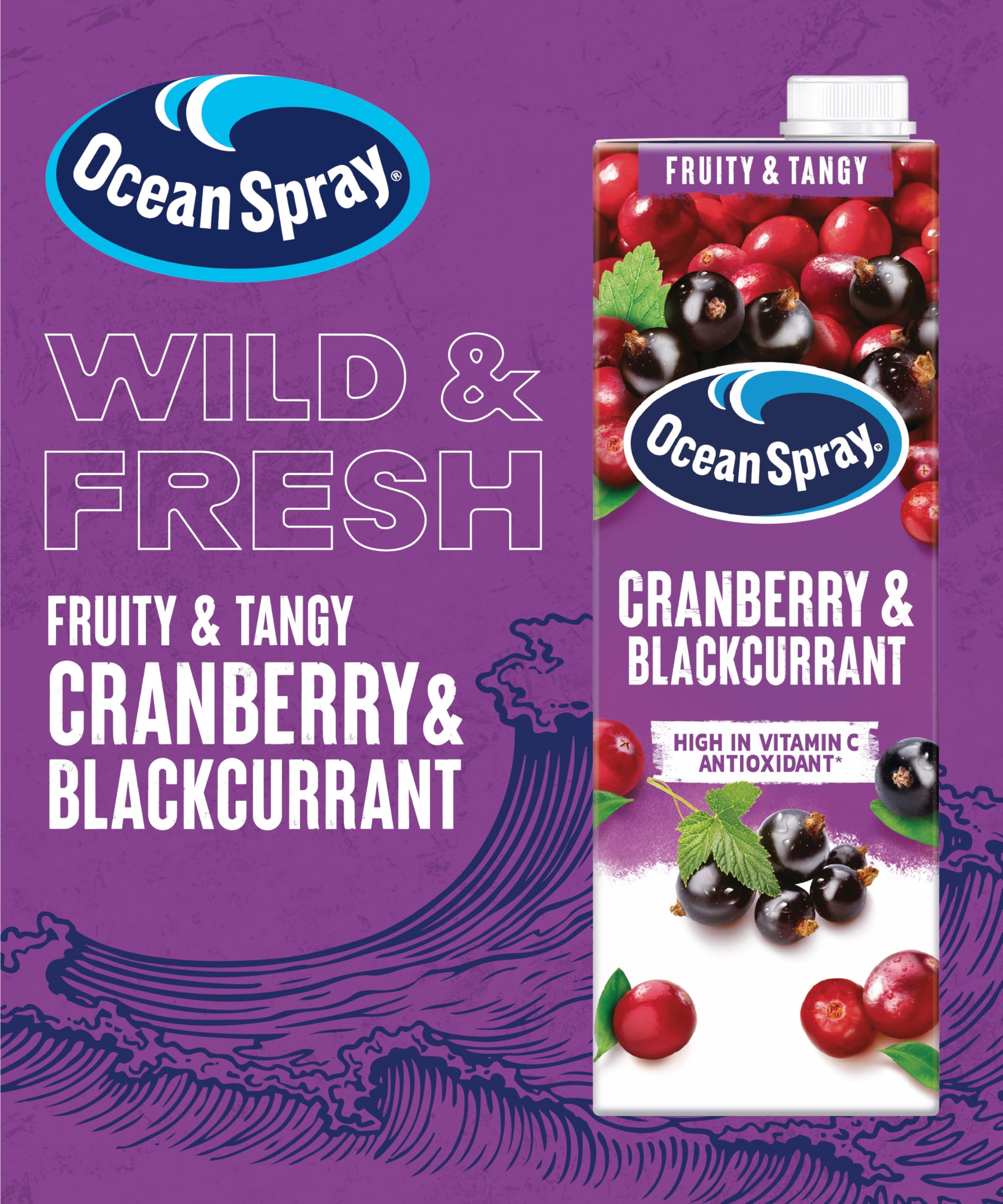 Ocean Spray Cranberry & Blackcurrant Juice Drink - 1L Carton | Rich in Vitamin C | No Artificial Sweeteners 2