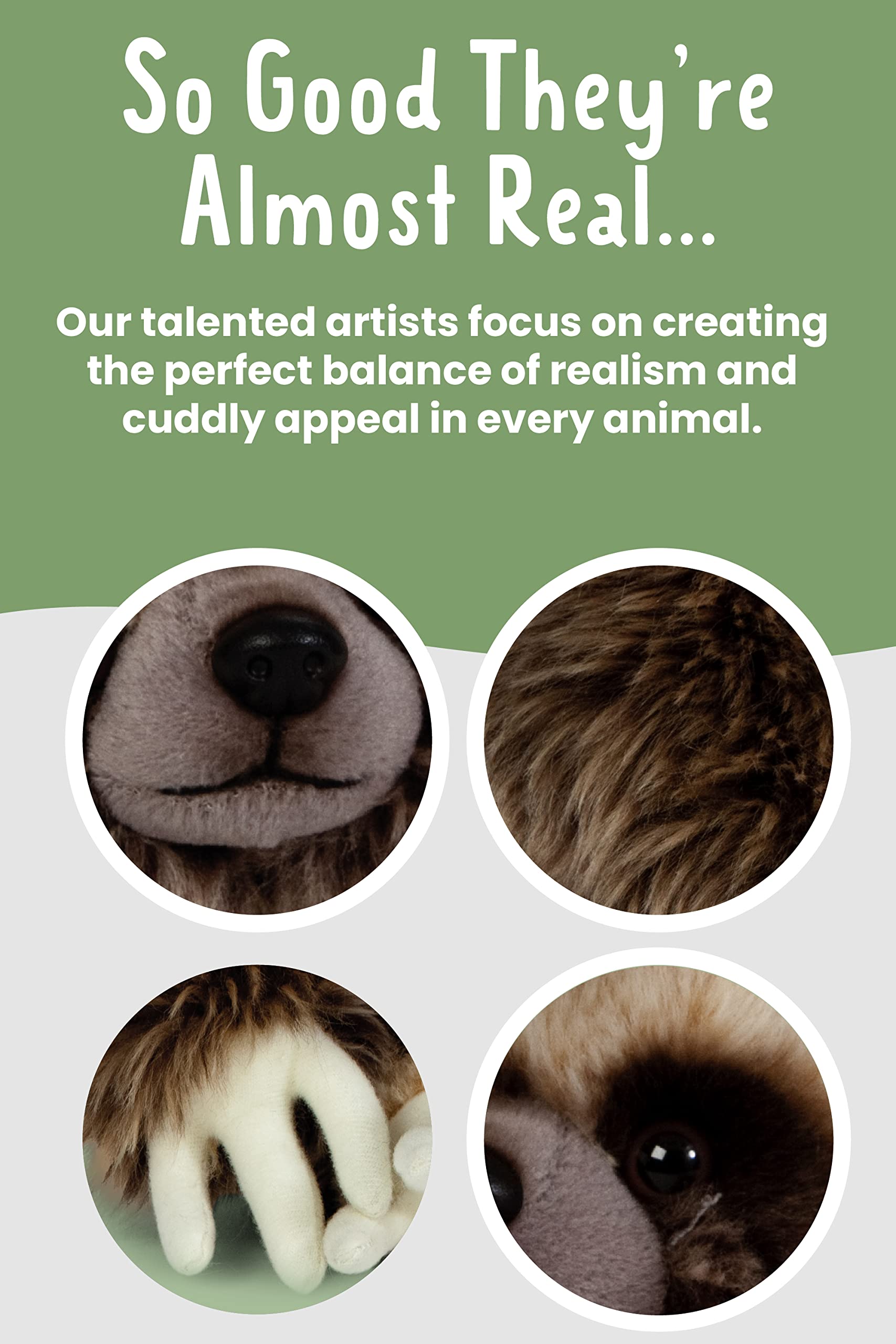 Living Nature Sloth - Realistic Soft Cuddly Plush Toy with Velcro Hands & Feet 9