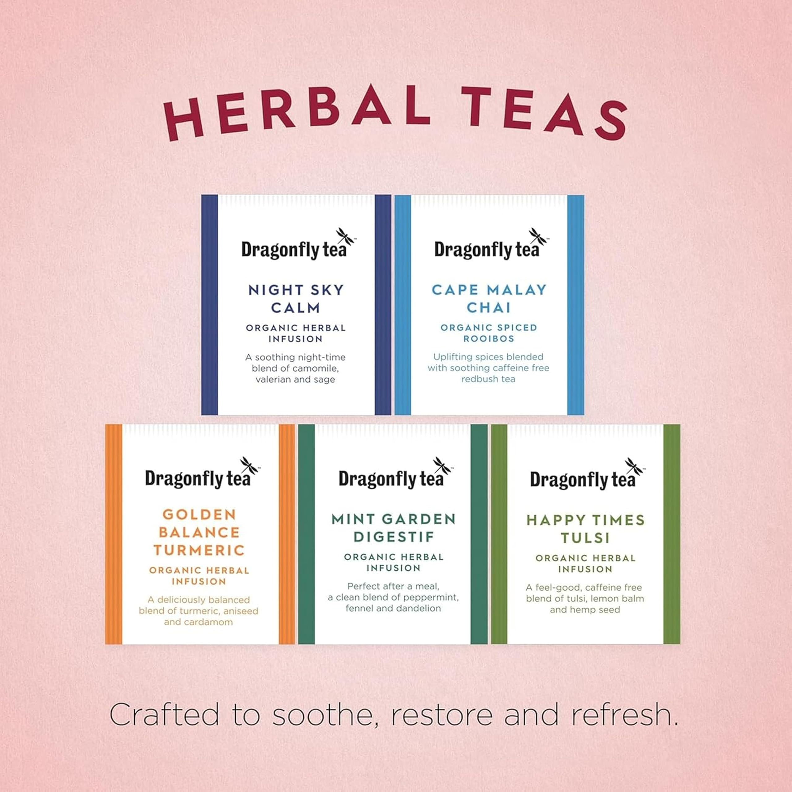 Dragonfly Tea Organic Herbal Tea Gift Collection - 30 Tea Bags, Plastic-Free & Compostable Packaging 3