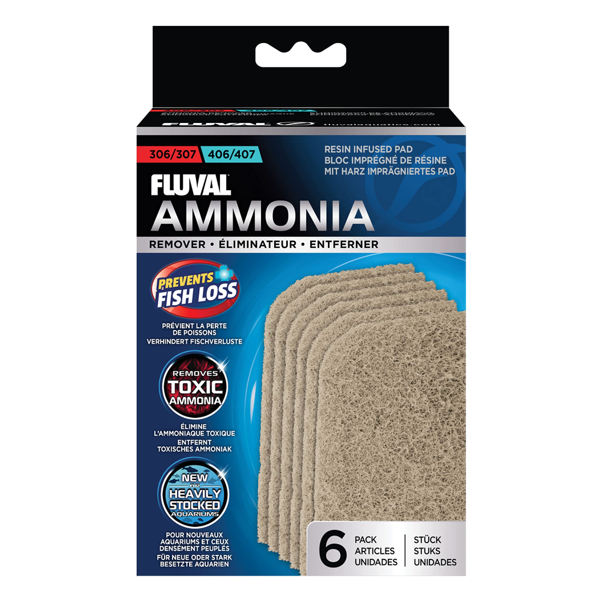Fluval Ammonia Remover Pad for 306/307 & 406/407 Filters | Controls Ammonia Spikes | Beige