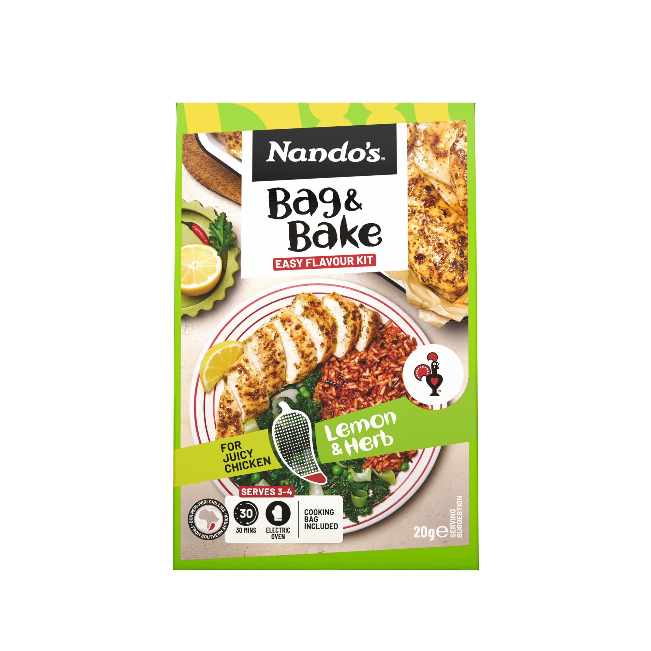 Nando's Lemon and Herb Extra Mild Peri-Peri Bag and Bake Seasoning, 20g 1
