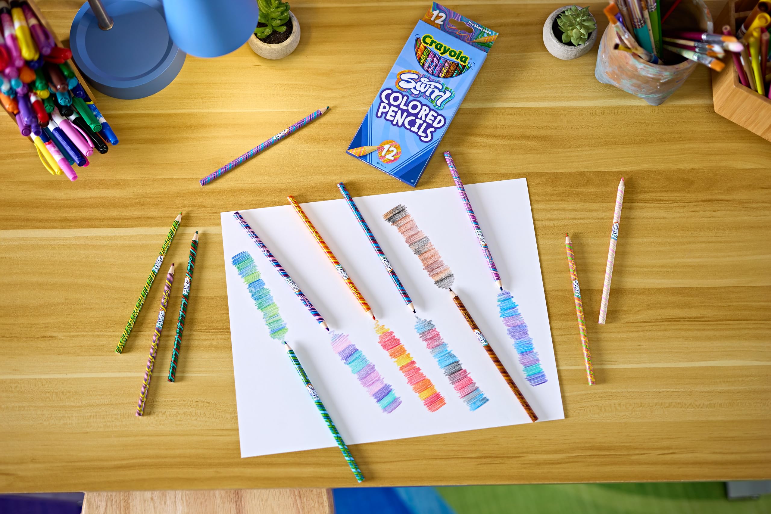 Crayola Swirl Colouring Pencils - Pack of 12 Vibrant Rainbow Effect Pencils 2