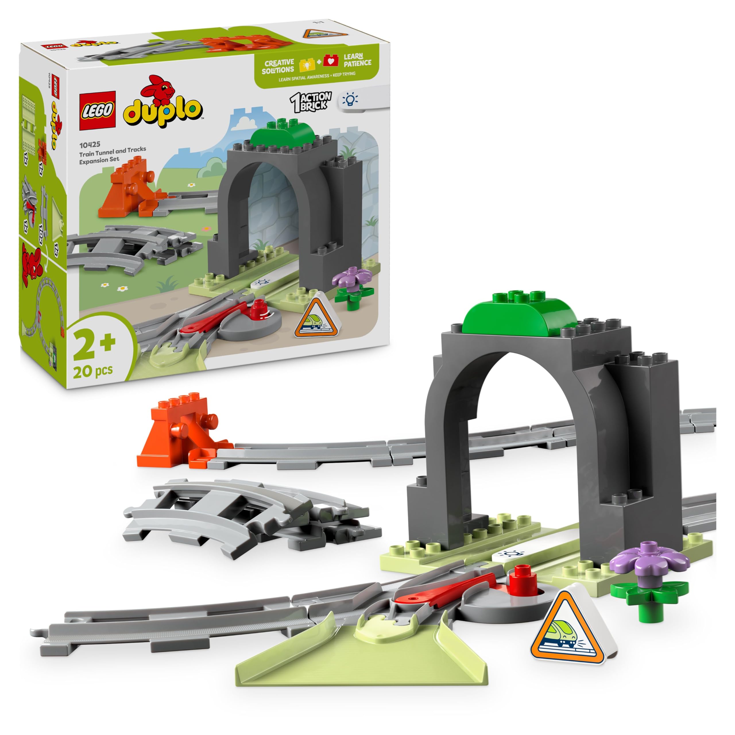 LEGO DUPLO Town Train Tunnel and Tracks Expansion Set 10425 | Ages 2+ | 10 Track Pieces
