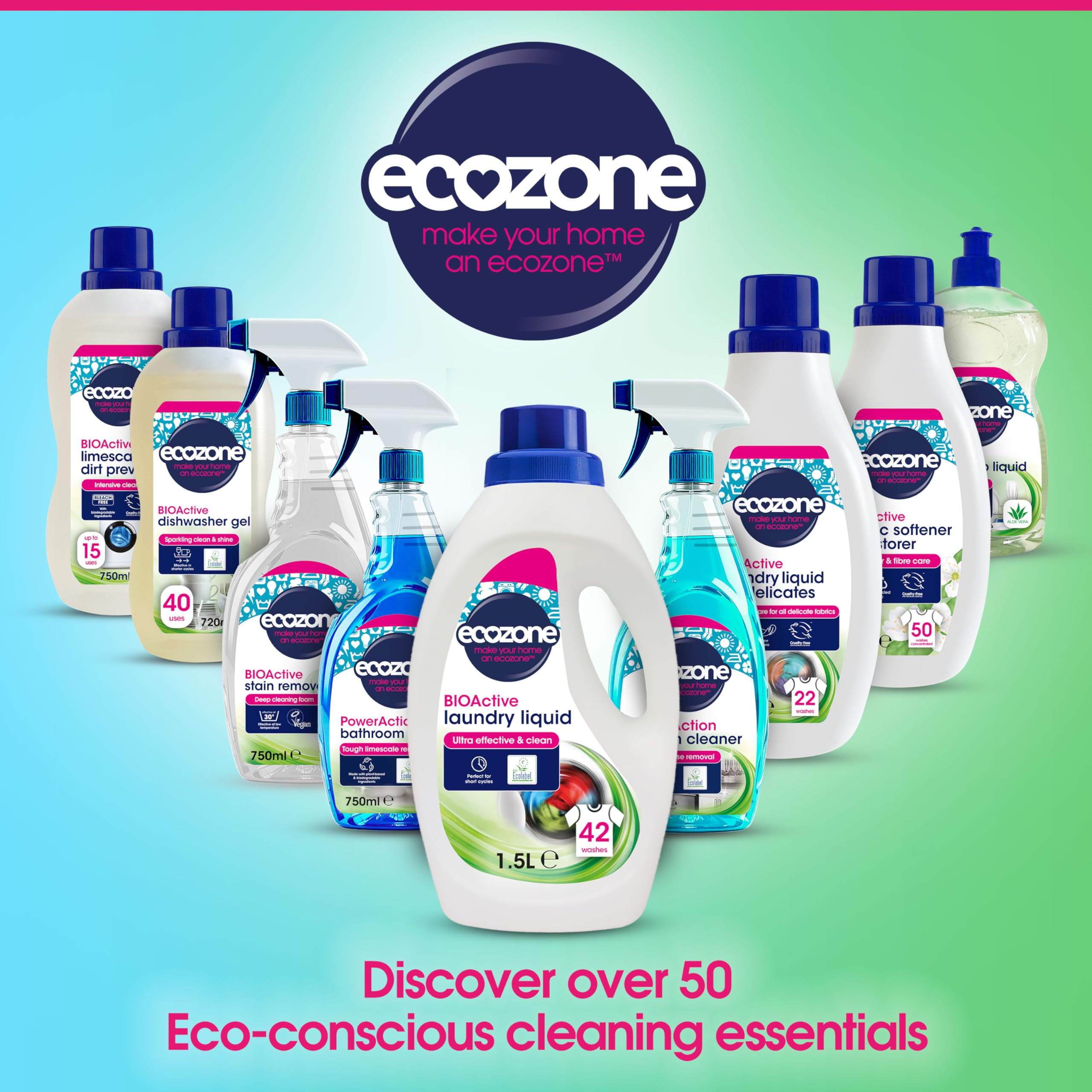 Ecozone BIOActive Dishwasher Gel - 3-in-1 Cleaning with Rinse Aid | Unscented | 720ml 5