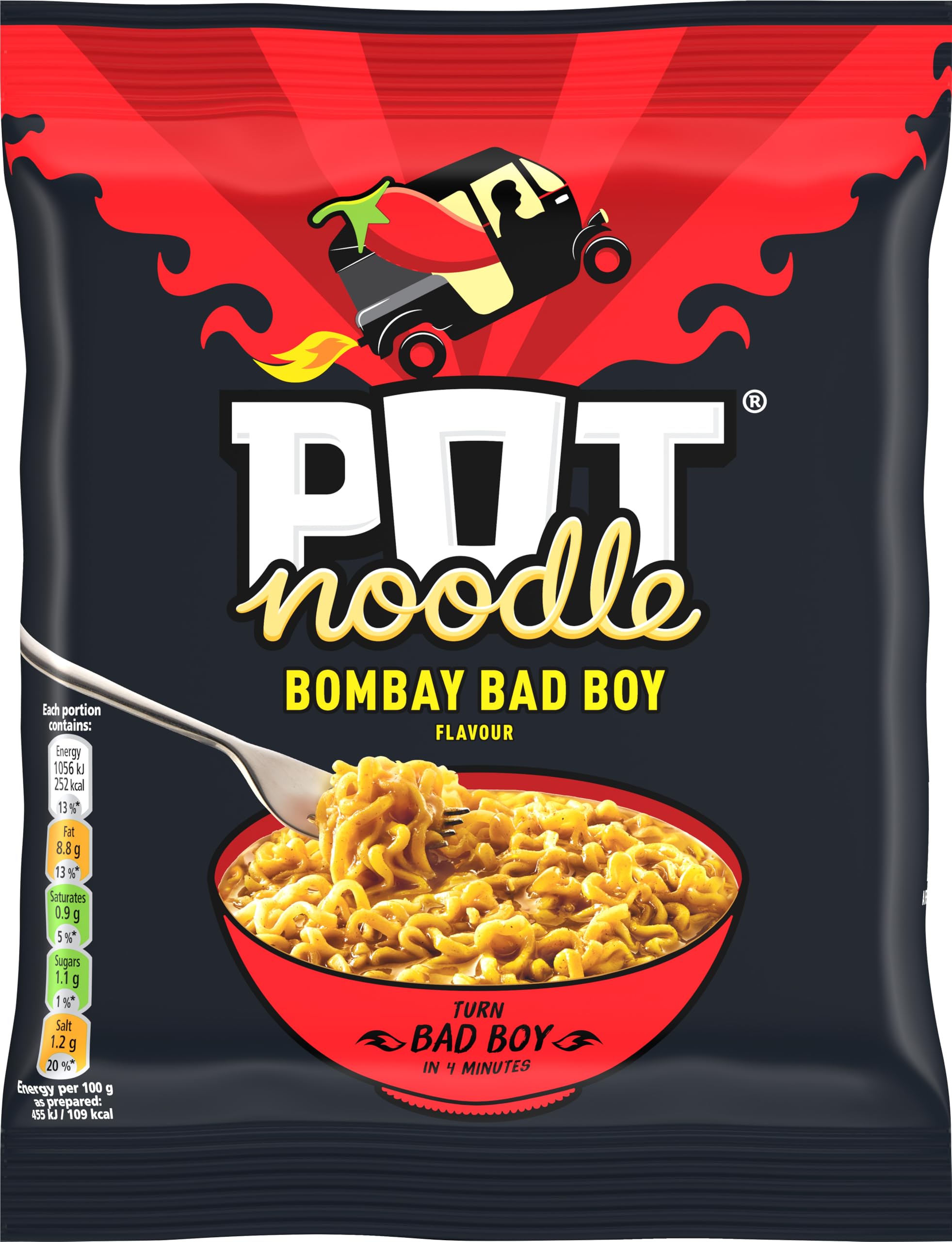 Pot Noodle Bombay Bad Boy Instant Noodles Block with Sauce and Seasoning | 2 Servings