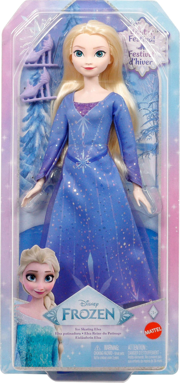 Mattel Disney Frozen Elsa Fashion Doll & Accessories - Ice-Skating Look with Removable Dress & Skates, JBG53