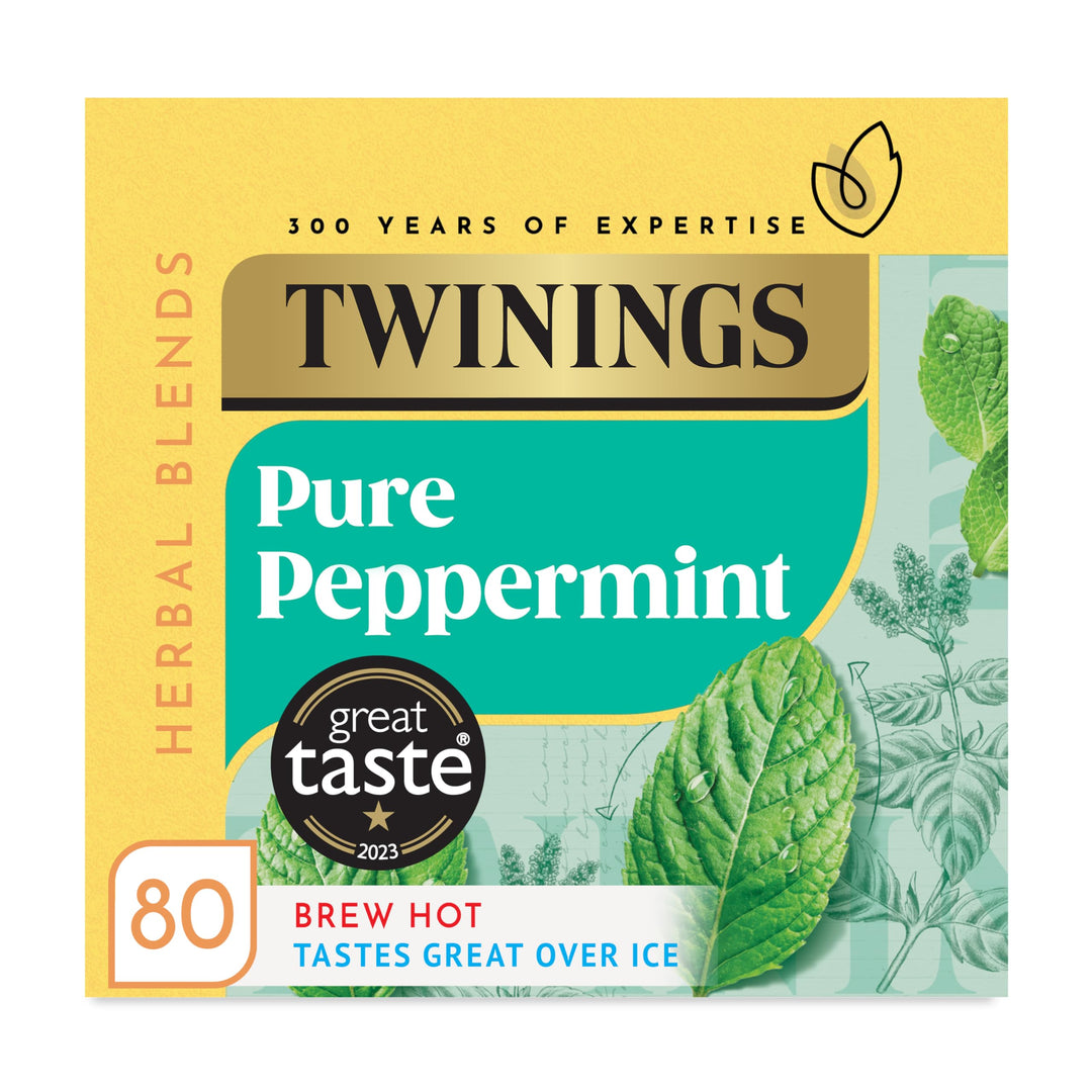 Twinings Pure Peppermint 80 Tea Bags, 160g - Naturally Caffeine Free Herbal Tea