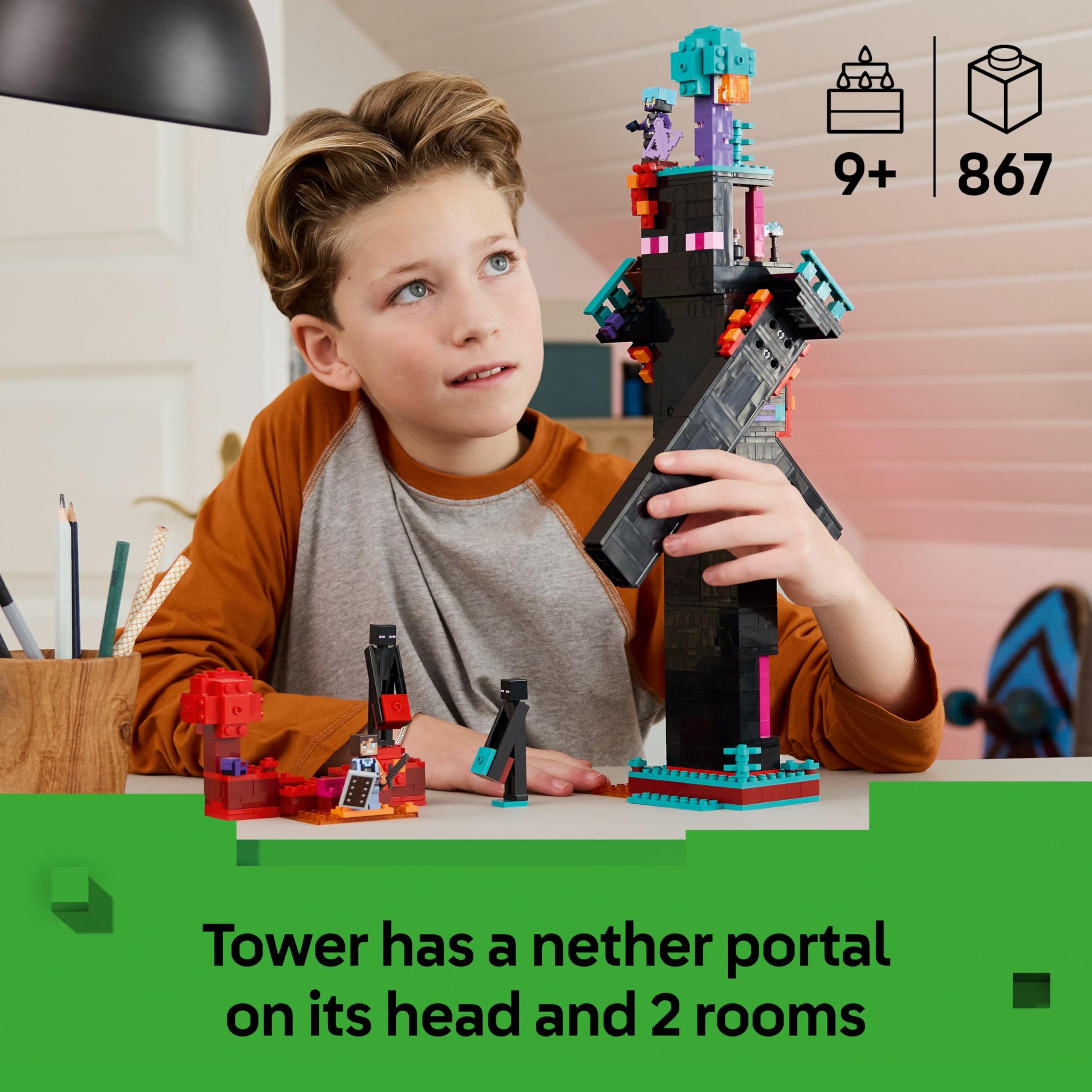 LEGO Minecraft The Enderman Tower 21279 - 2-in-1 Modular Rebuild | Ages 9+