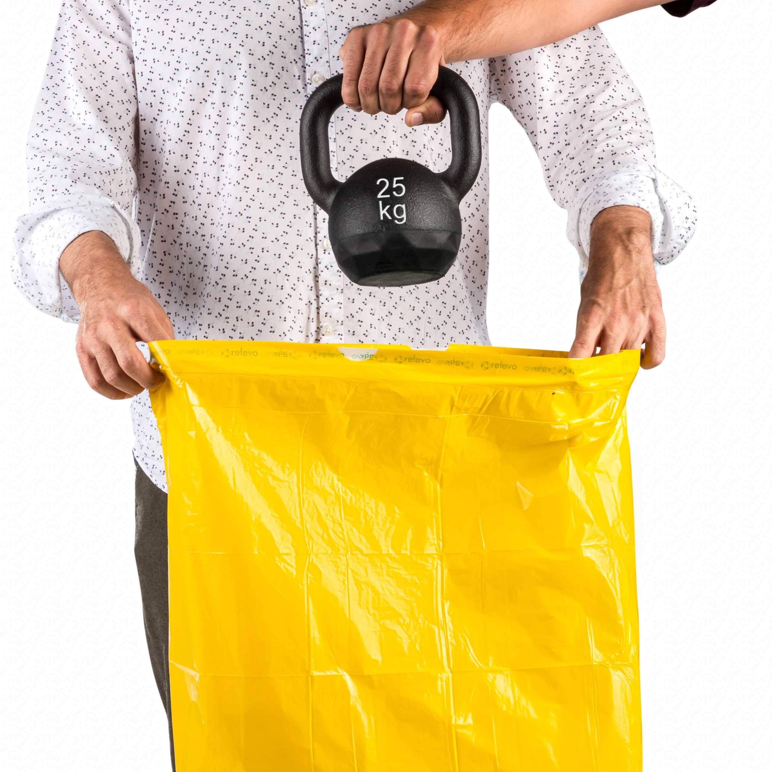 Relevo 30L Drawstring Bin Bags - 90 Count (6 Packs) | 100% Recycled Plastic | Yellow 5